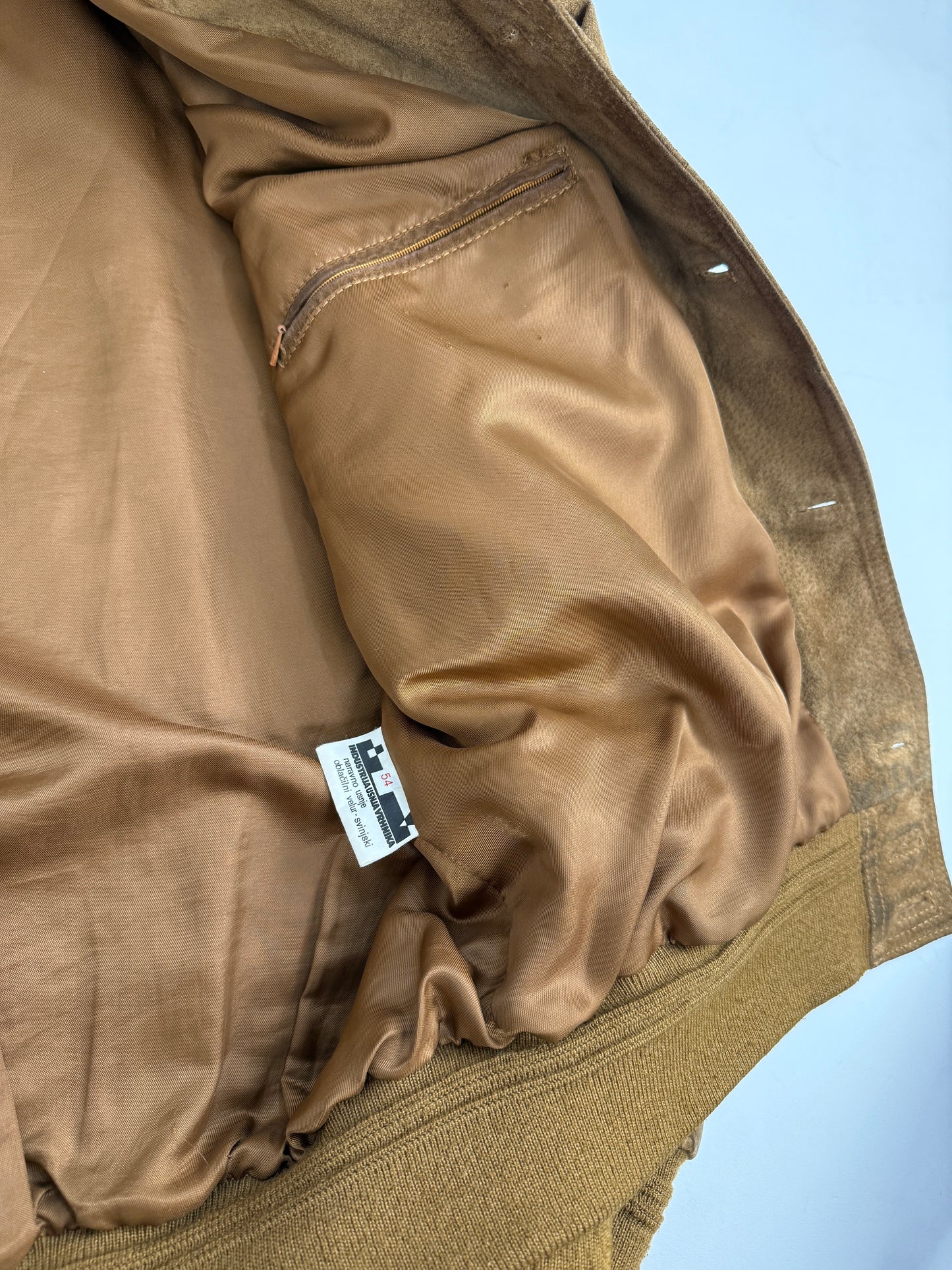 Giacca vintage in pelle scamosciata