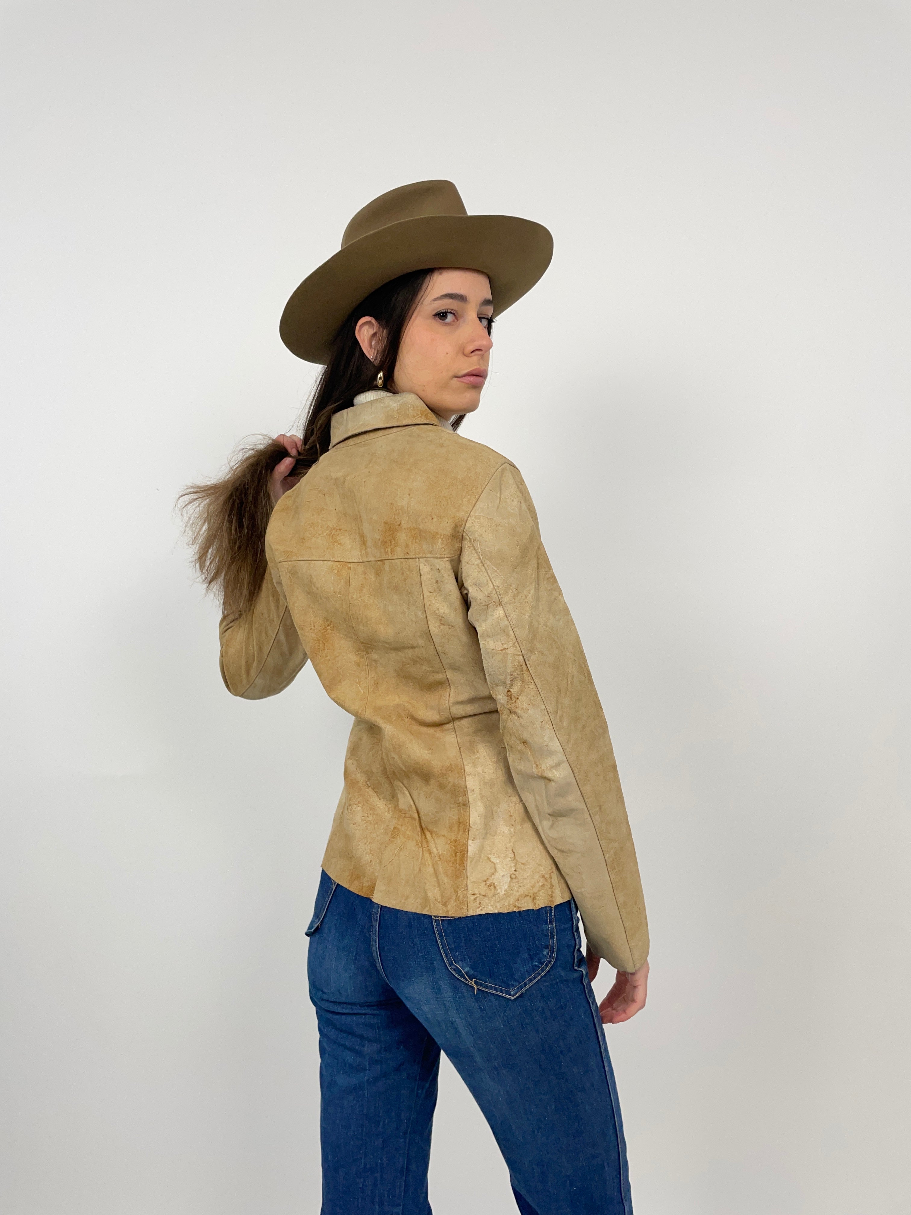 Blusa vintage in vera pelle