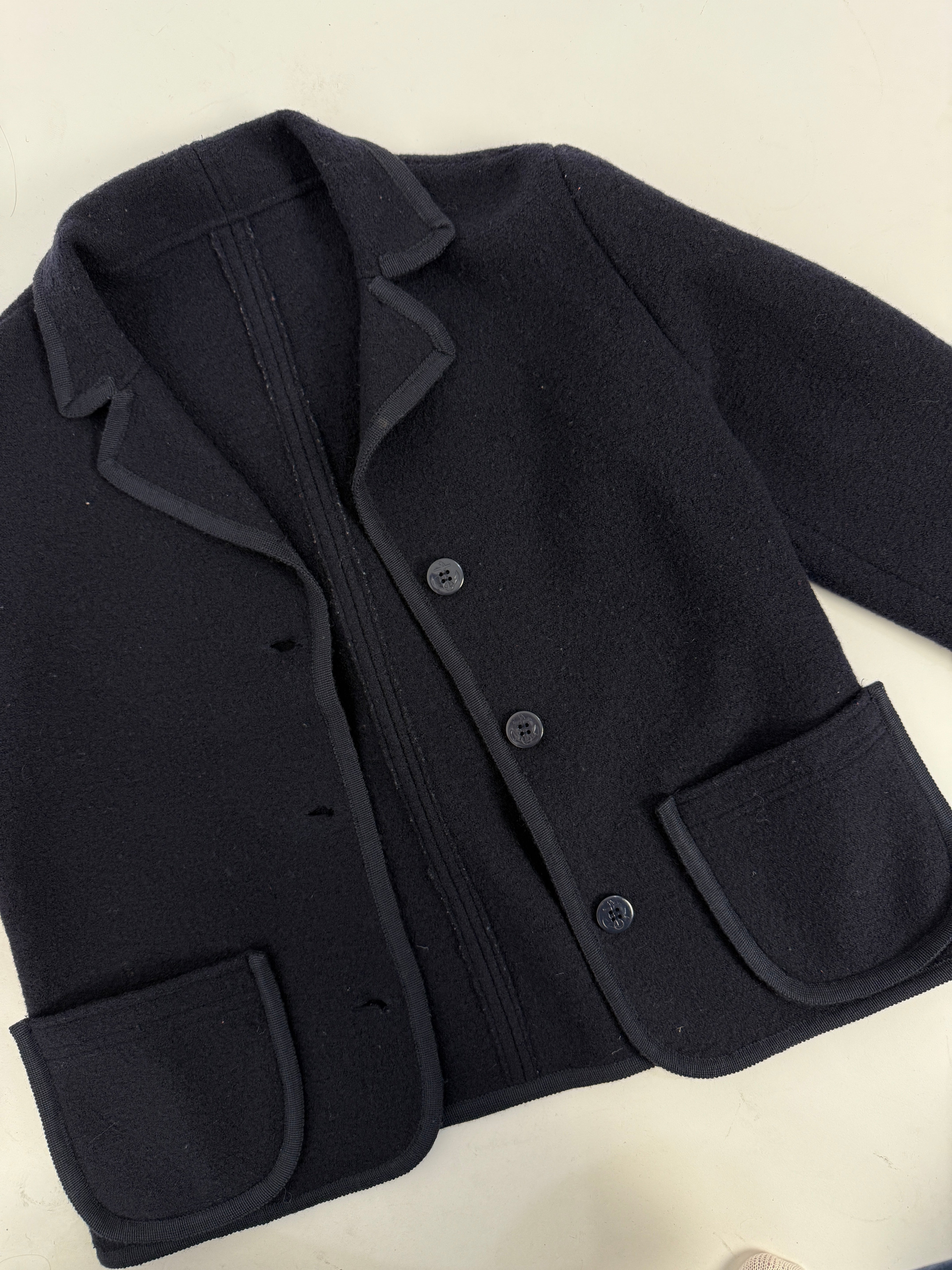 Giacca in lana blu navy anni '80