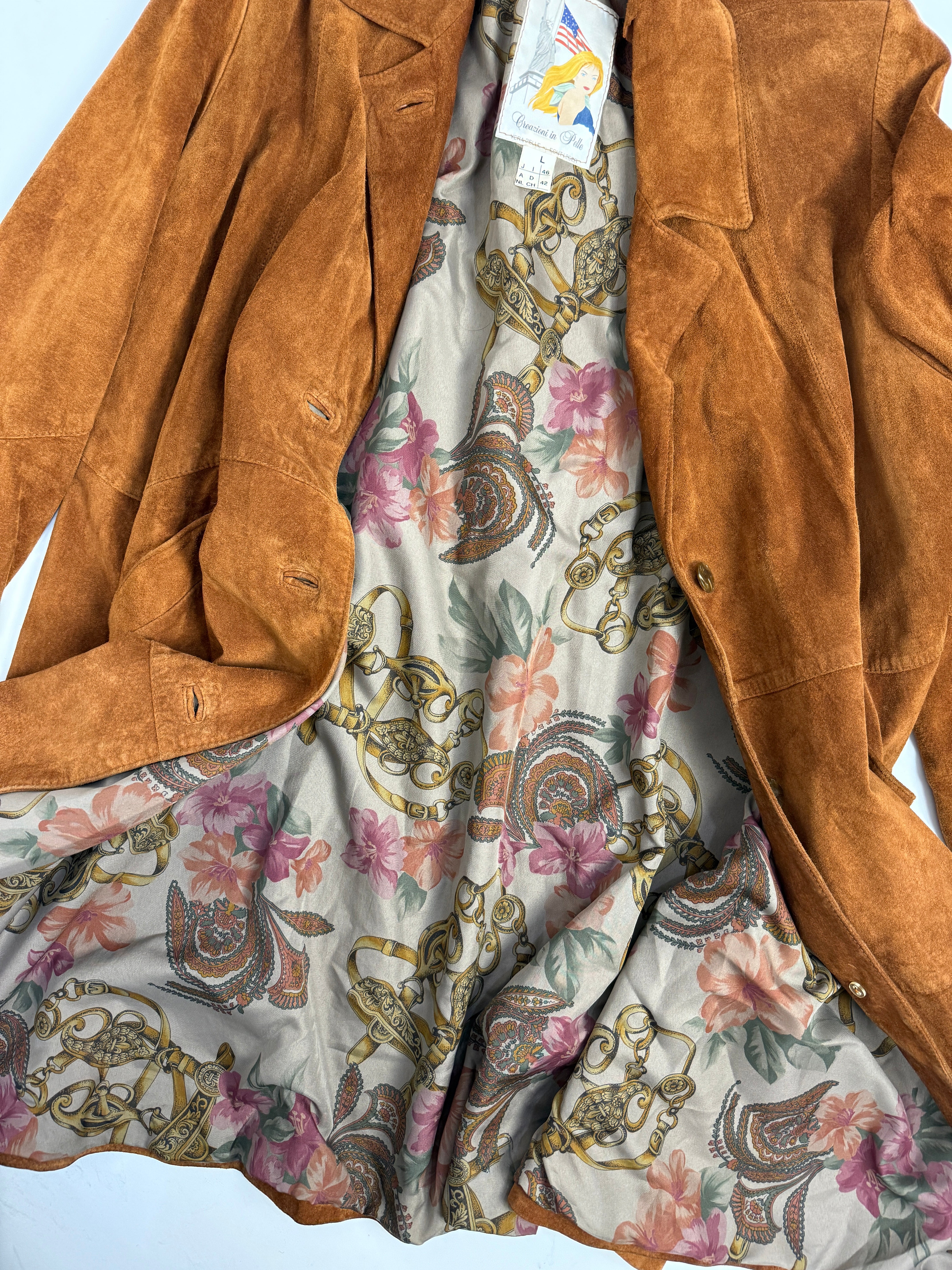 Cappotto vintage in pelle scamosciata