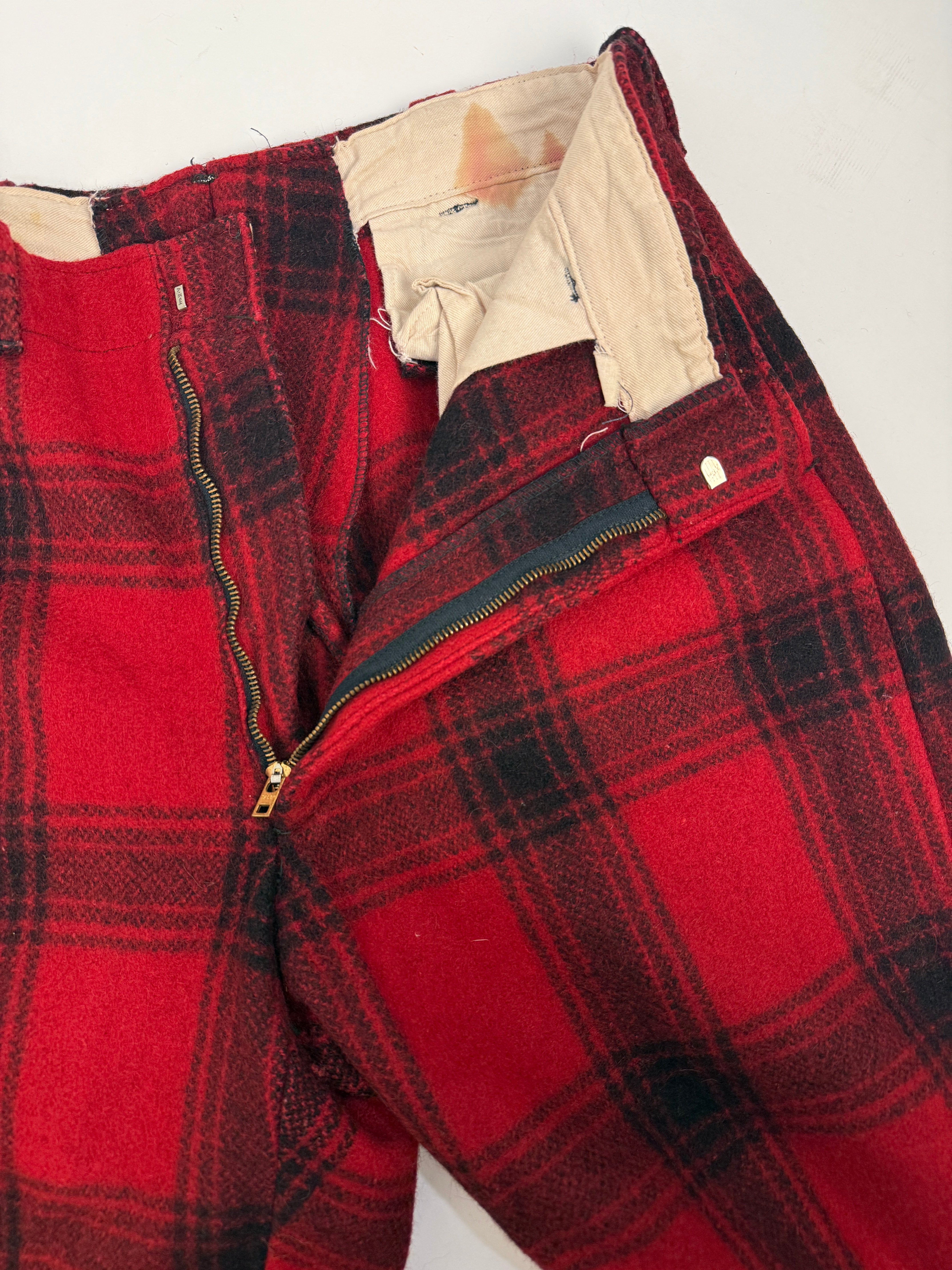 Pantaloni da Caccia in Lana Buffalo Plaid Rosso/Nero – Anni ’50/’60