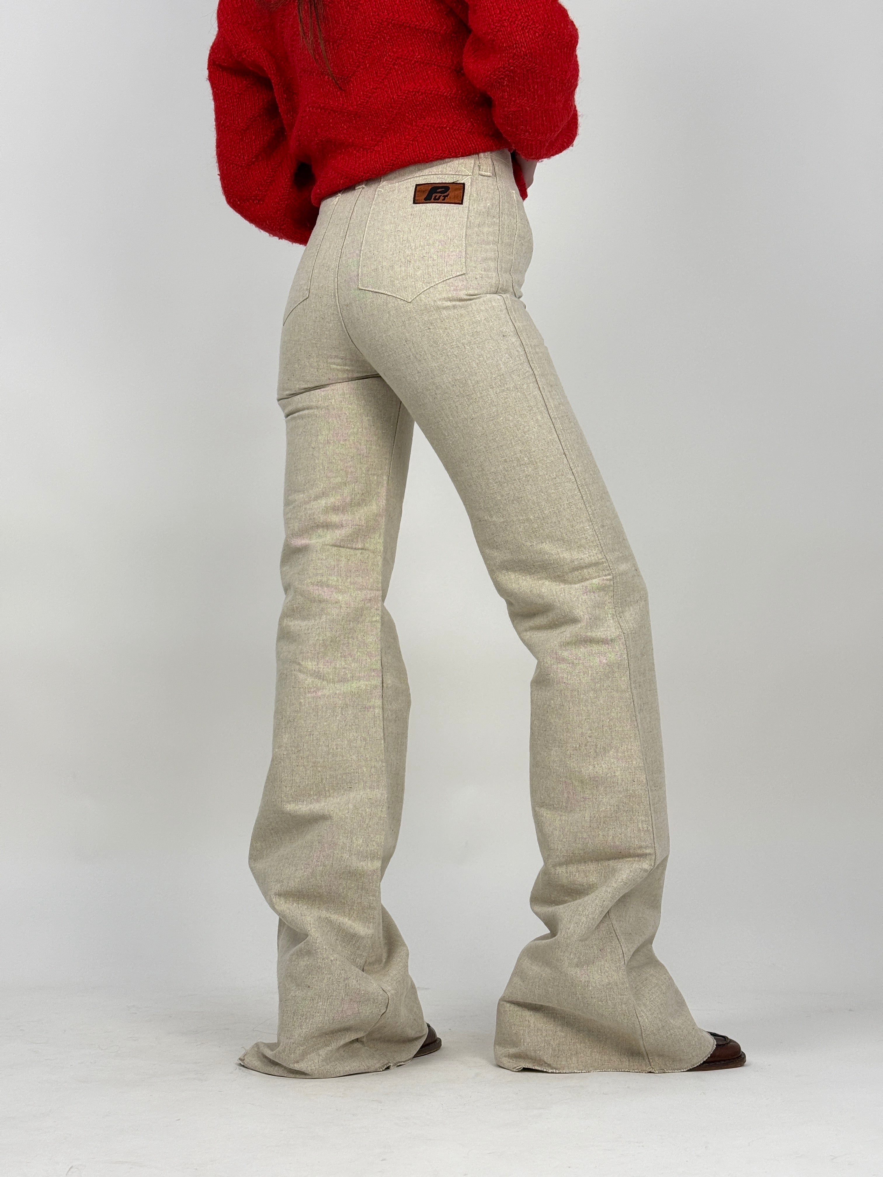 Pantaloni a zampa anni '70 Deadstock - Lino e Cotone