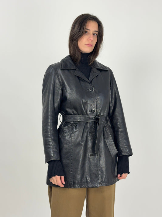 Giacca Zelman in pelle con fodera tartan anni ’70