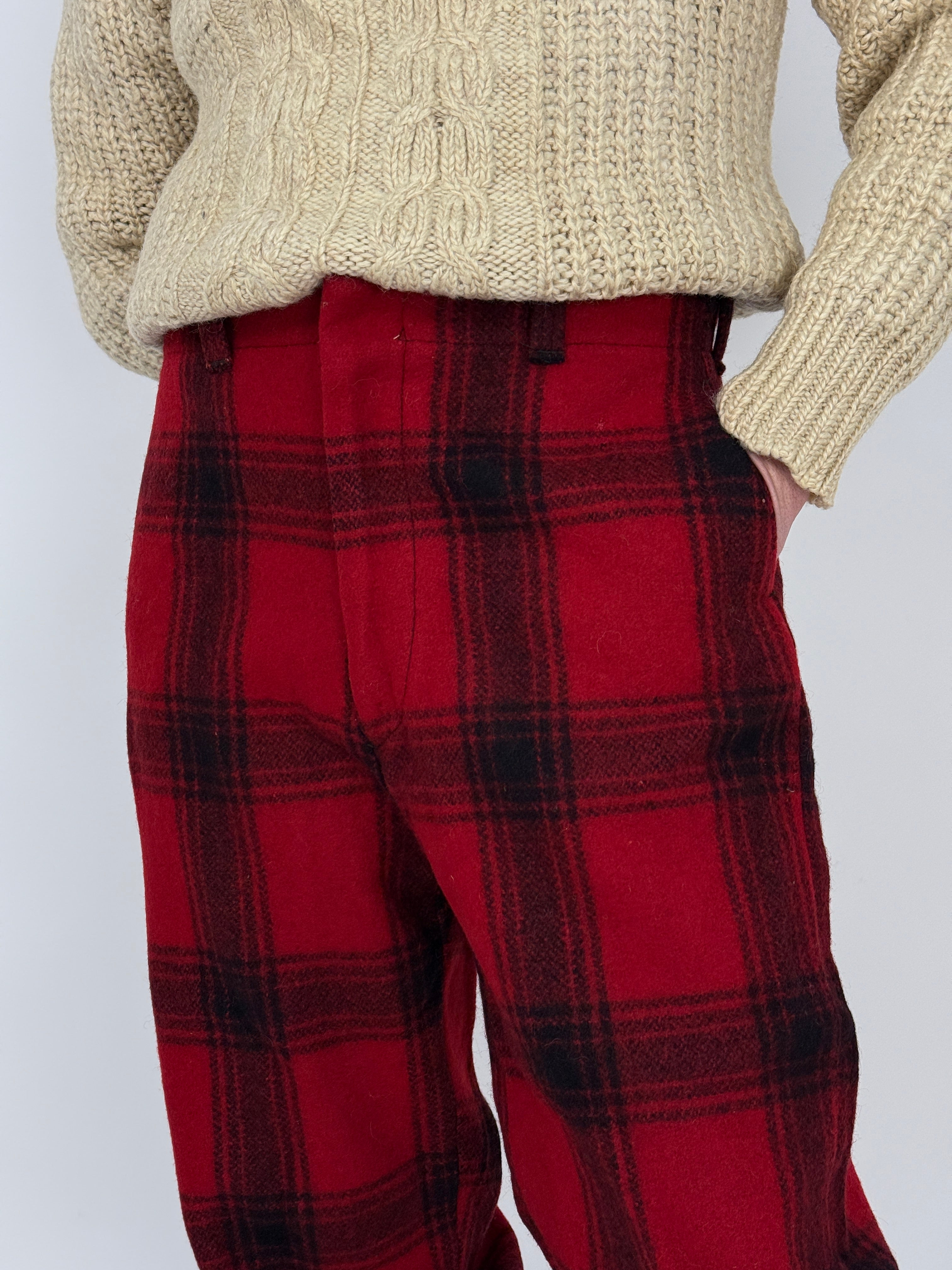 Pantaloni da Caccia in Lana Buffalo Plaid Rosso/Nero – Anni ’50/’60