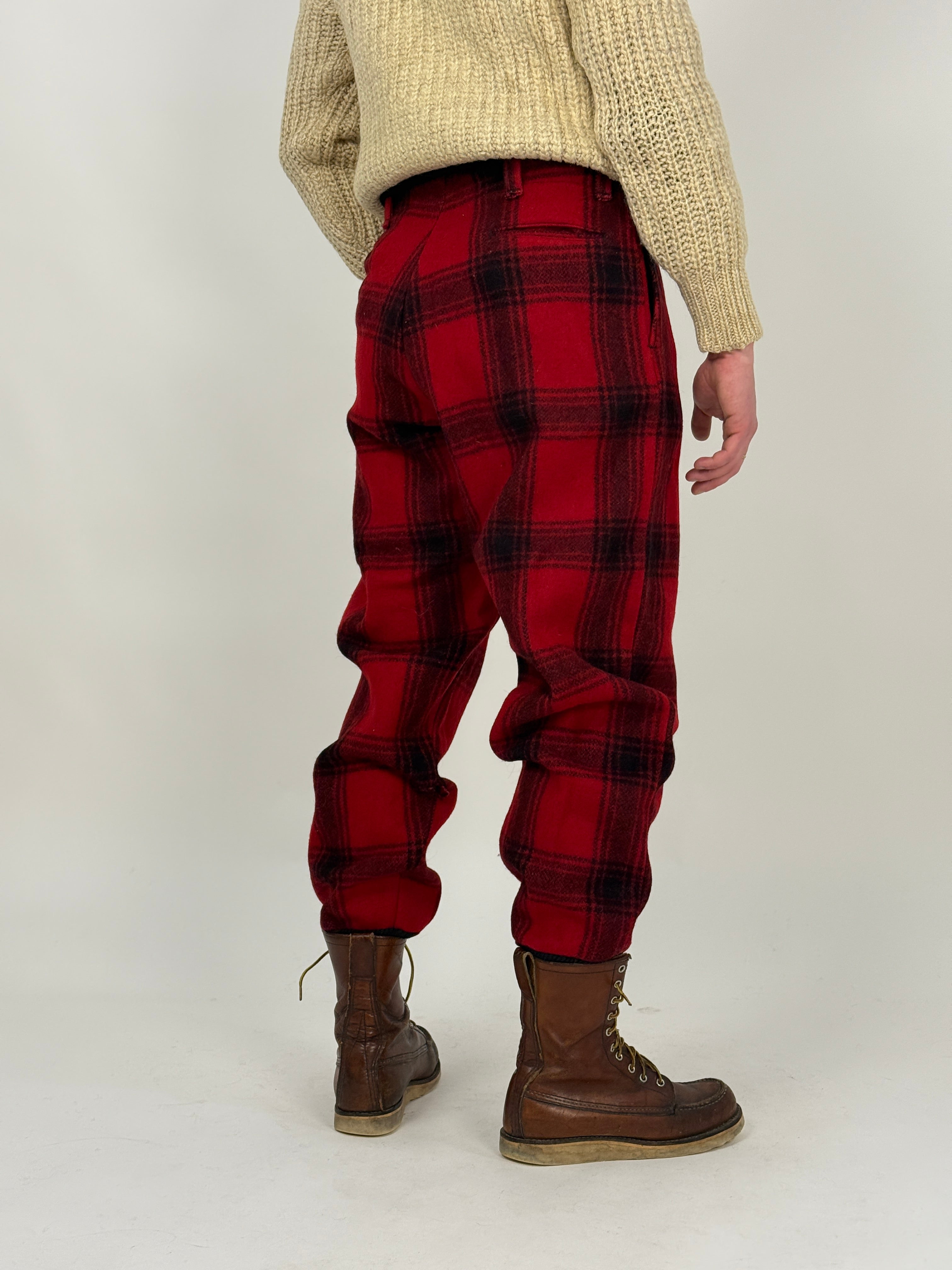 Pantaloni da Caccia in Lana Buffalo Plaid Rosso/Nero – Anni ’50/’60