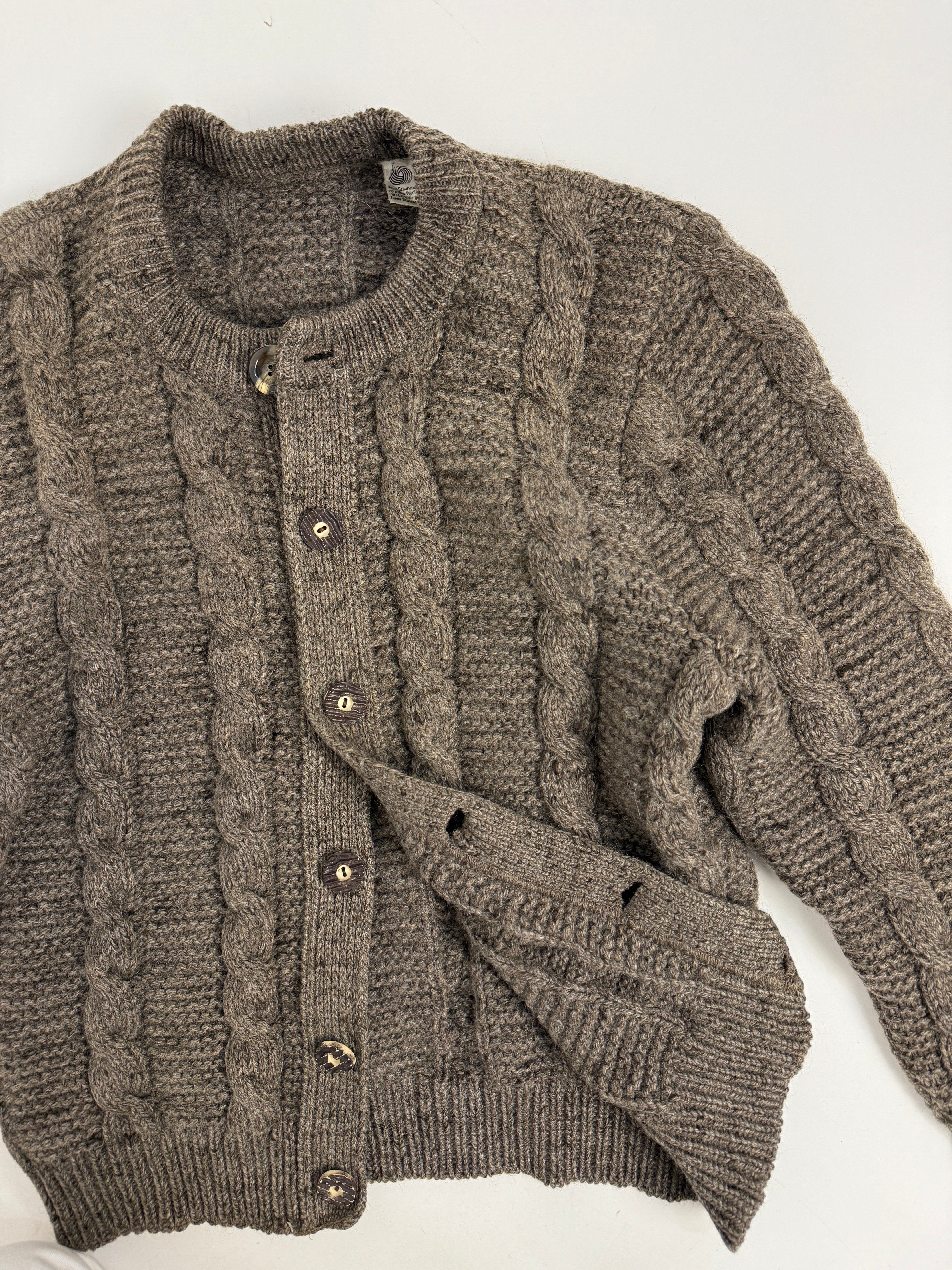 Cardigan in lana intrecciata chunky knit heritage