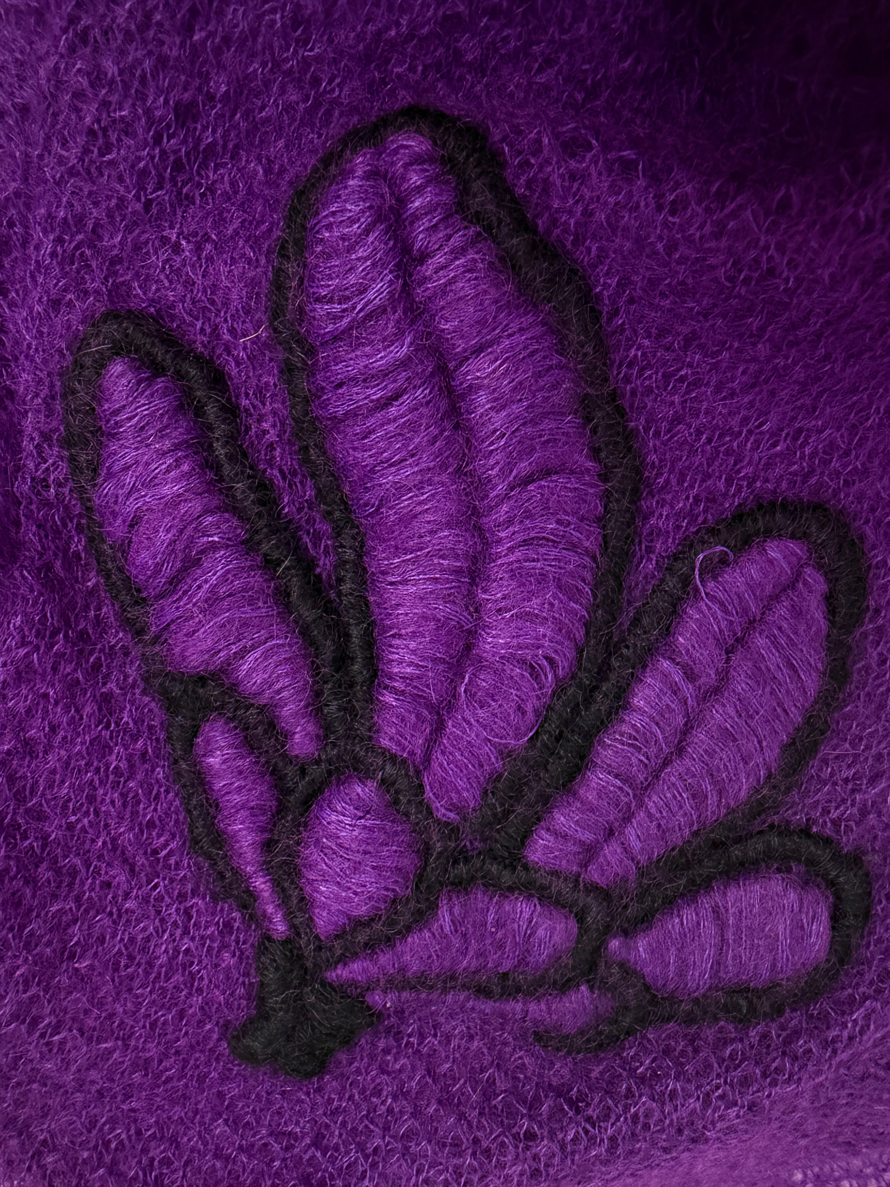 Cardigan mohair anni ’70 con ricamo floreale