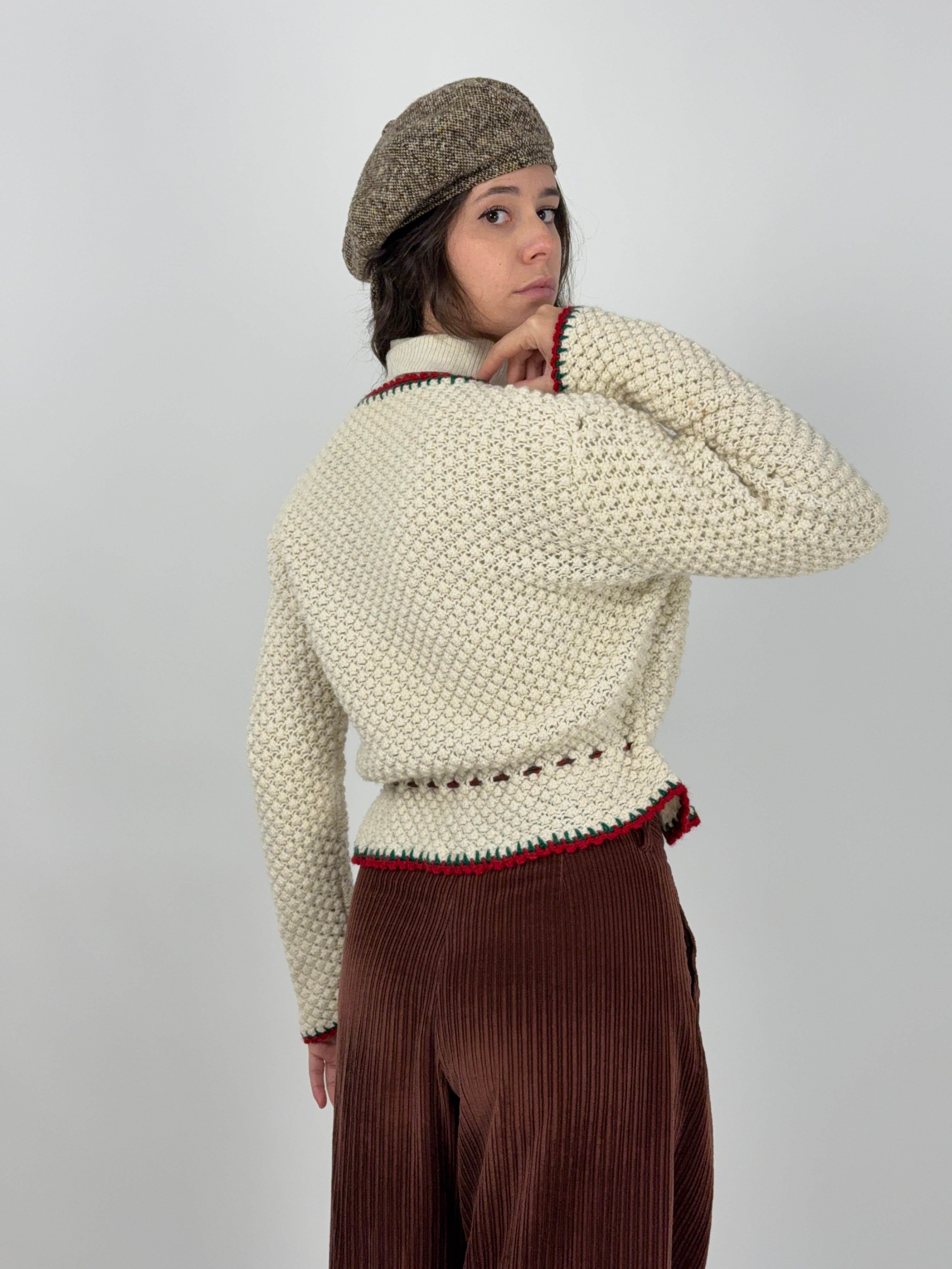 Cardigan austriaco vintage in lana – lavorazione artigianale