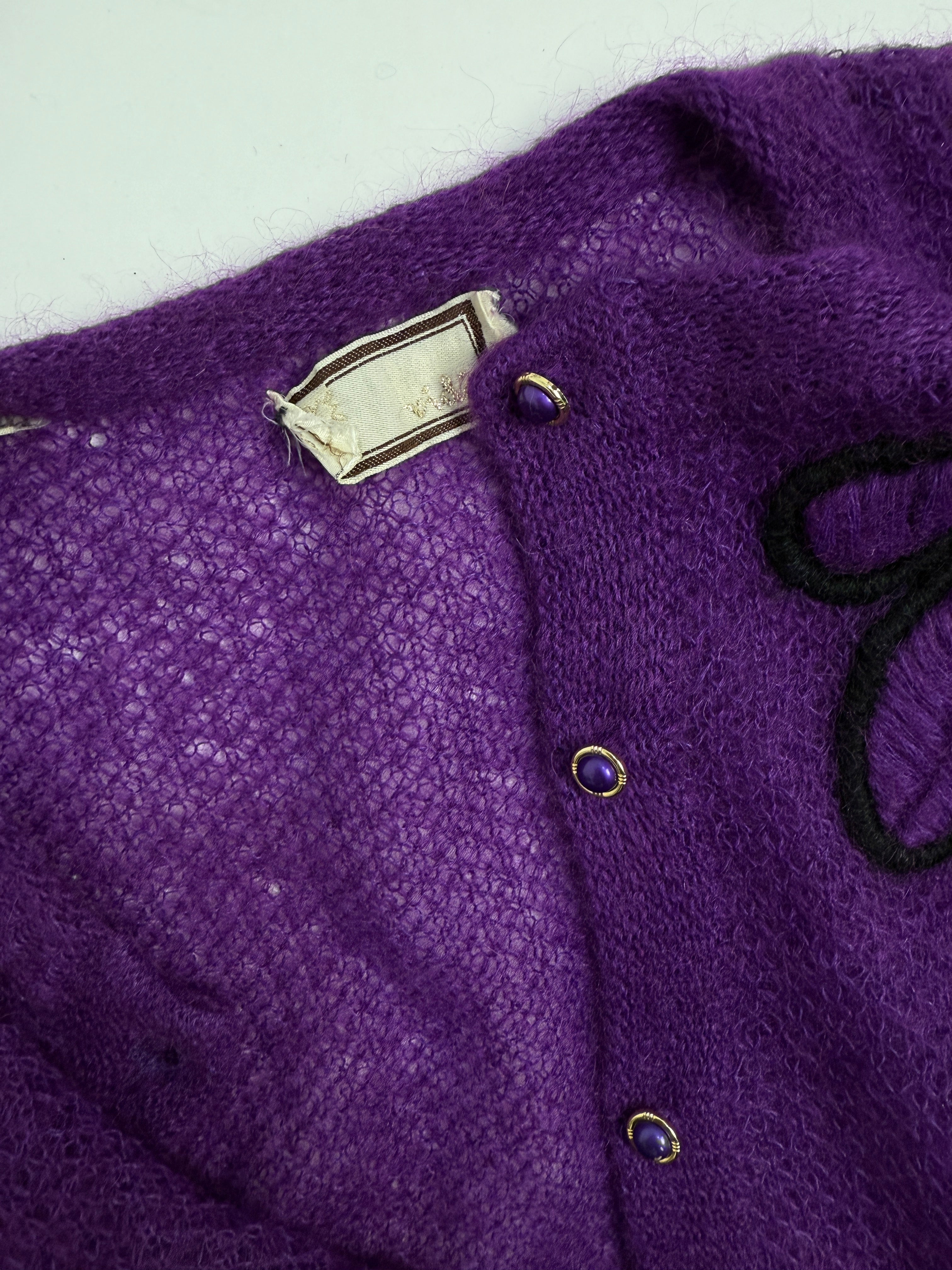 Cardigan mohair anni ’70 con ricamo floreale