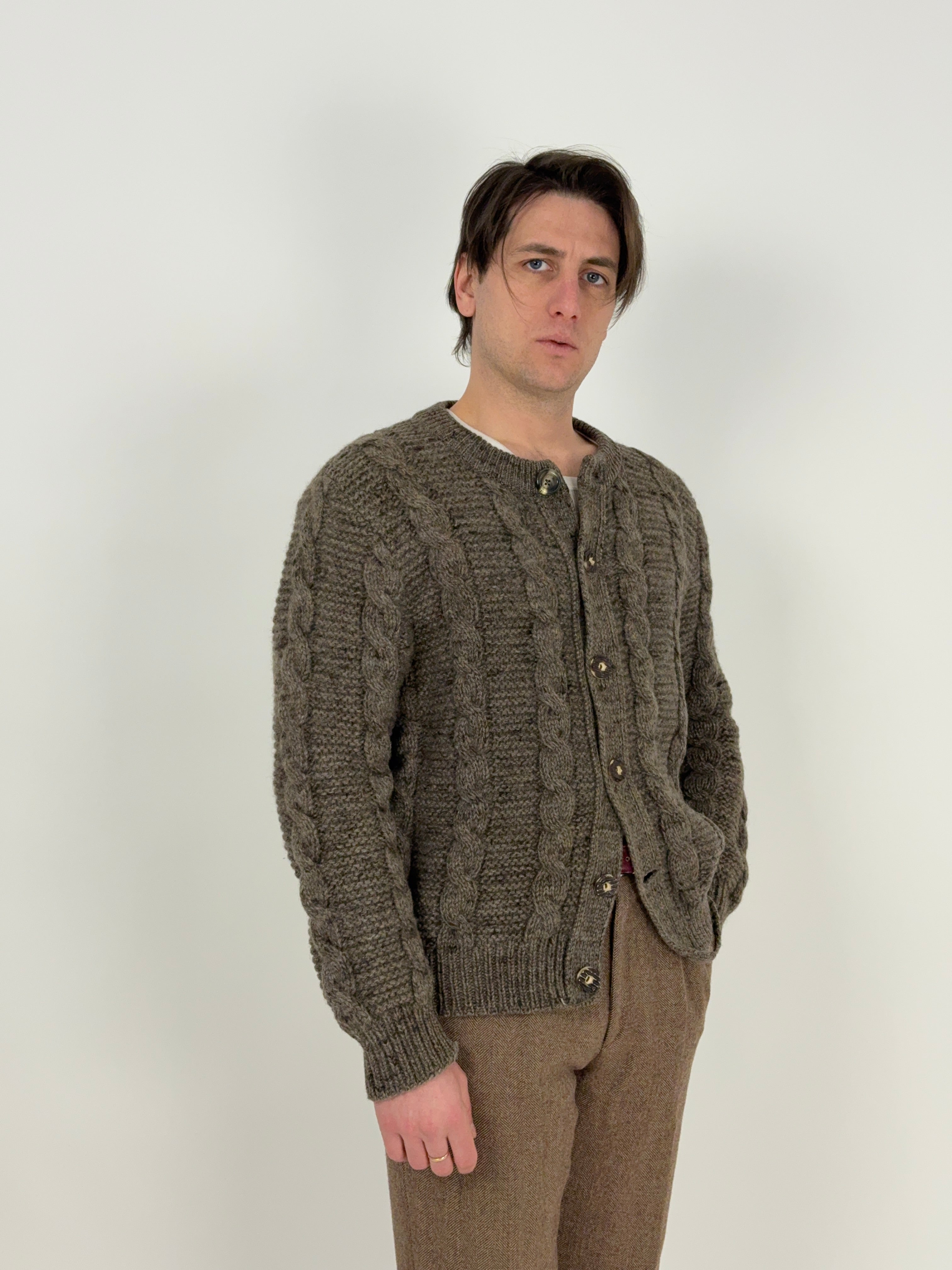 Cardigan in lana intrecciata chunky knit heritage