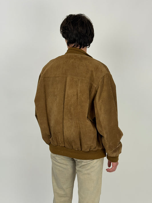 Giacca vintage in pelle scamosciata