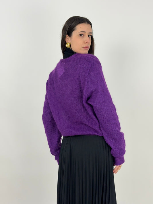 Cardigan mohair anni ’70 con ricamo floreale
