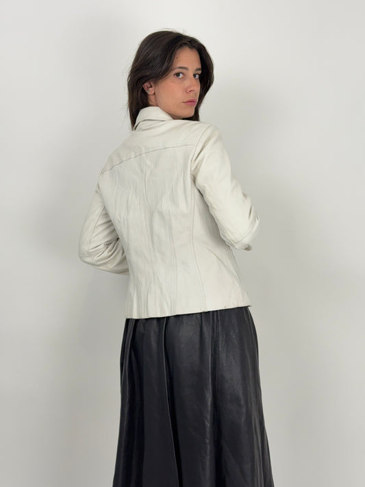Giacca in pelle bianca anni '90