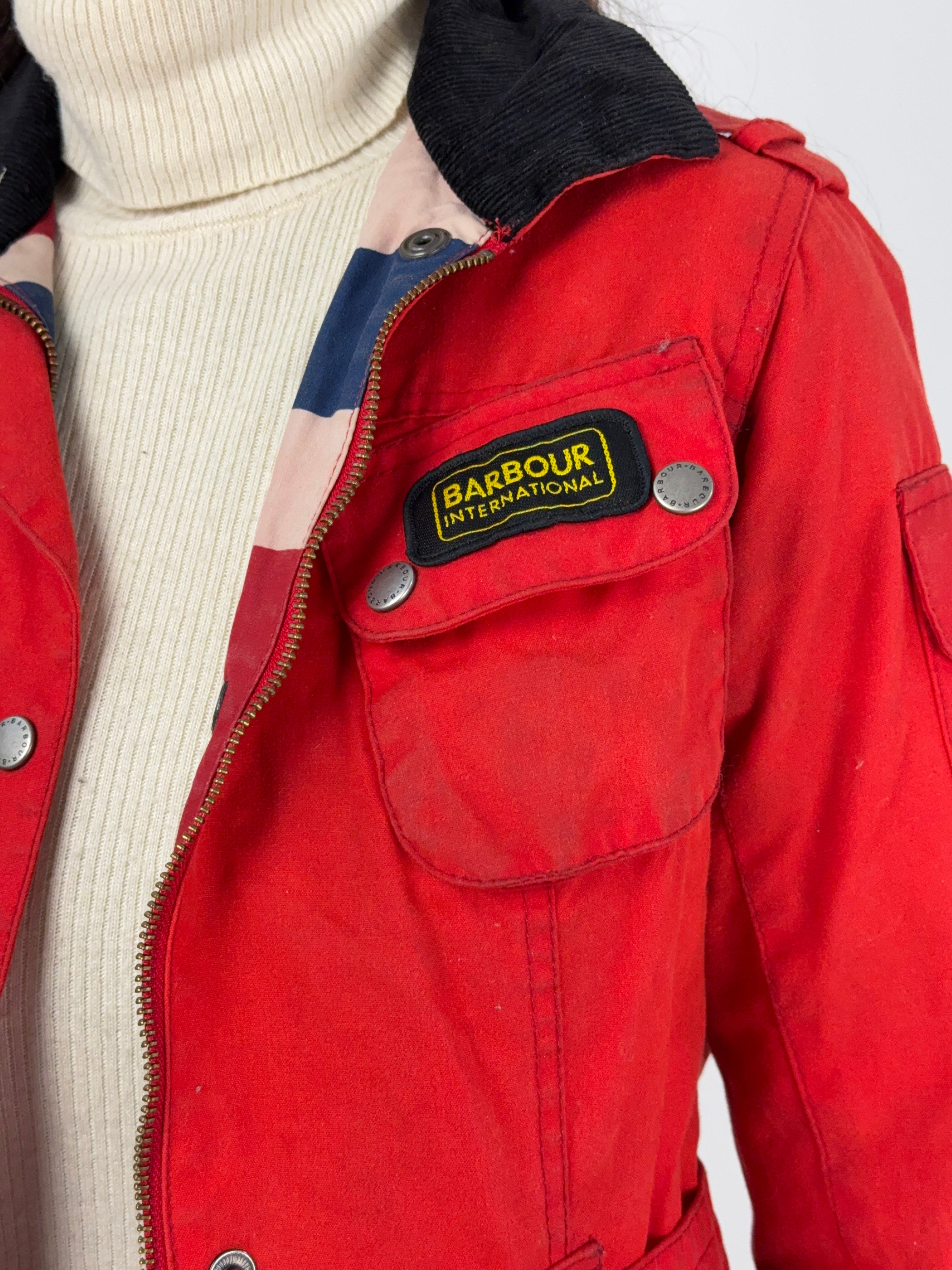 Giacca Barbour International Vintage Rossa UK10 – Wax Jacket Moto
