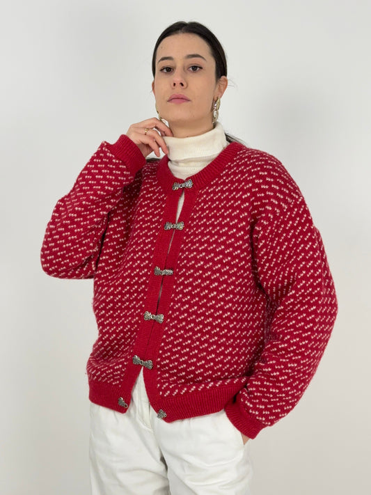 cardigan-ll-bean-rosso-e-bianco