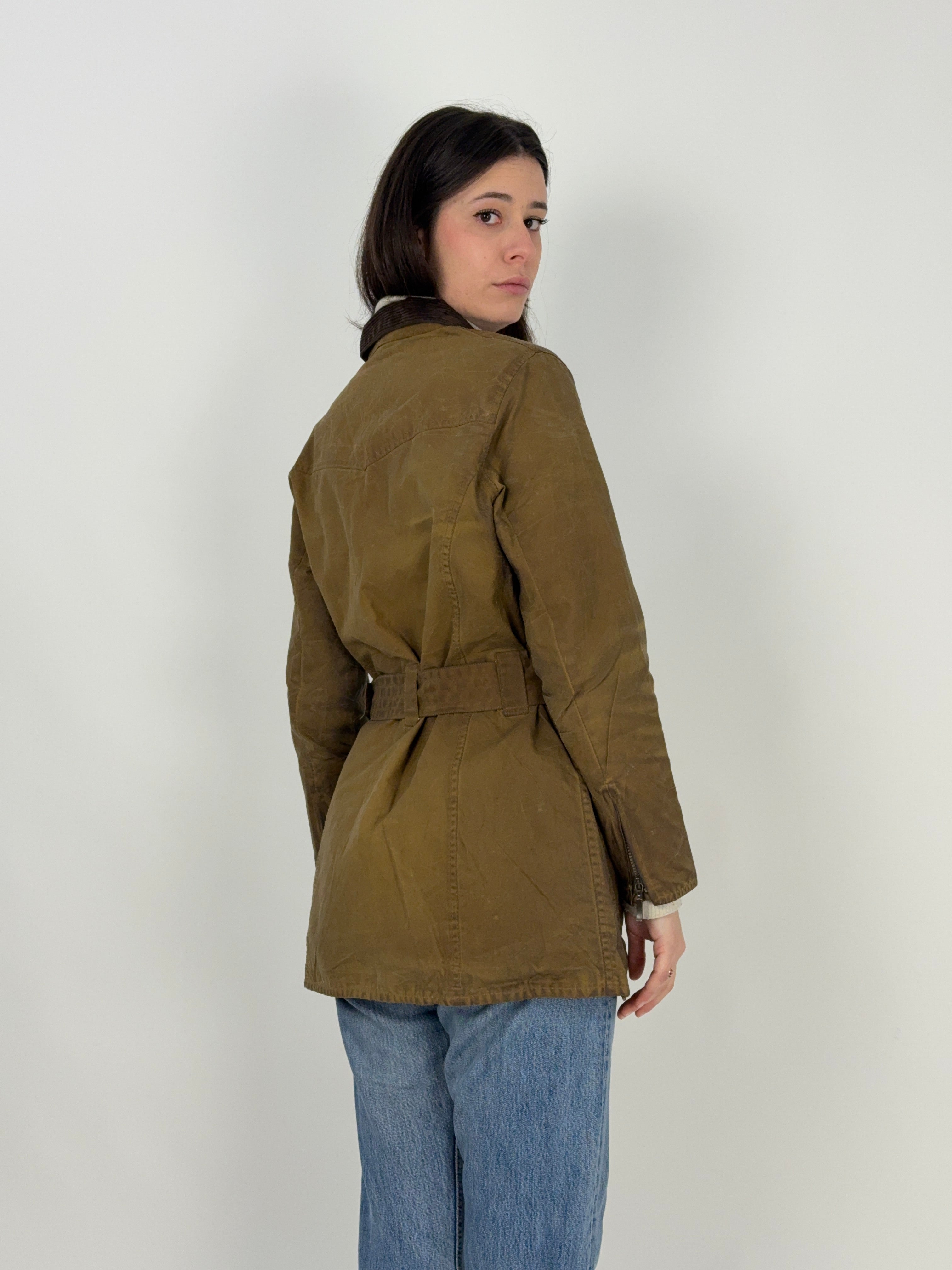 Giacca Barbour Utility Mac Vintage Cerata – Wax Jacket Donna UK12 Made in England