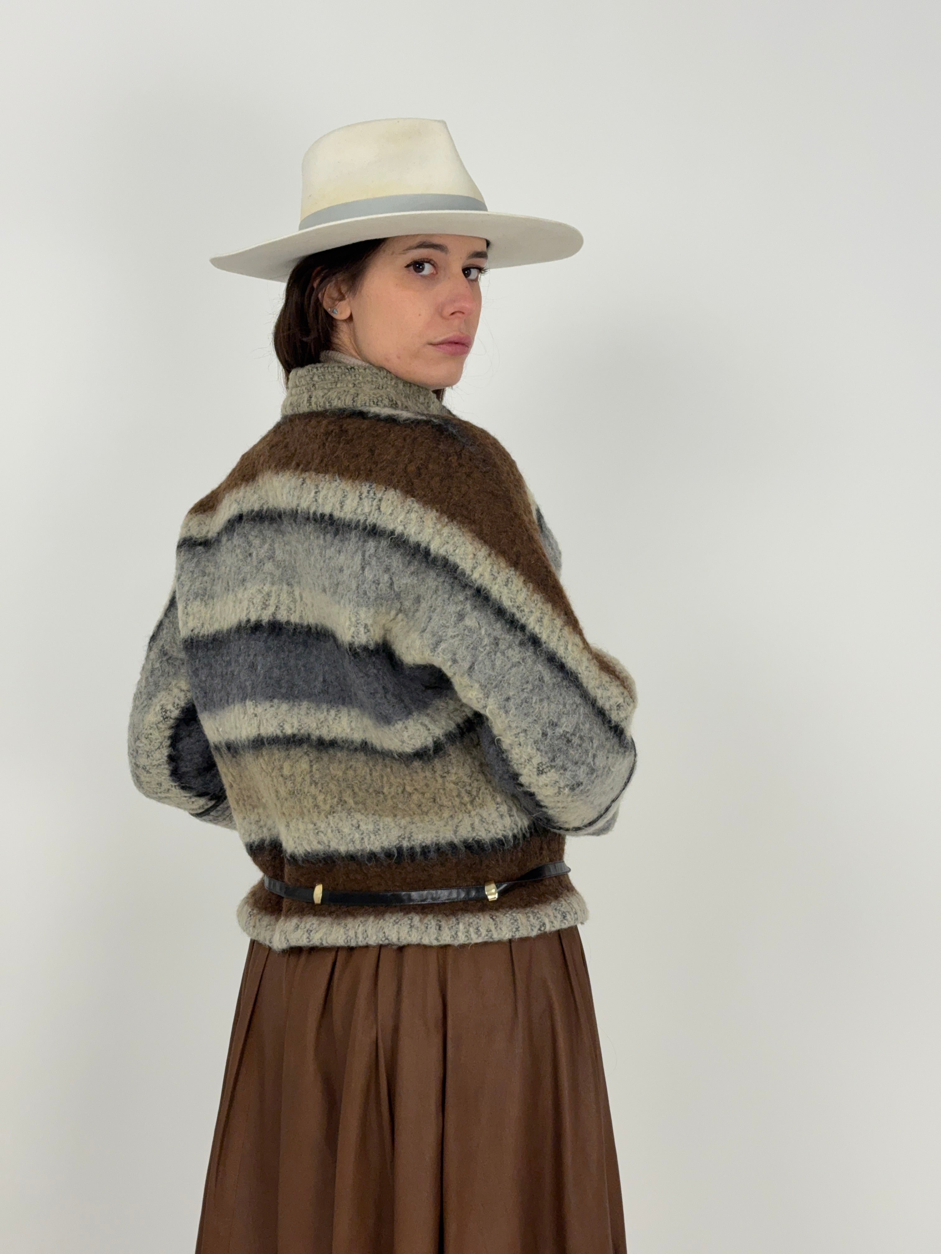 Giacca anni ’70 in lana con cintura in pelle