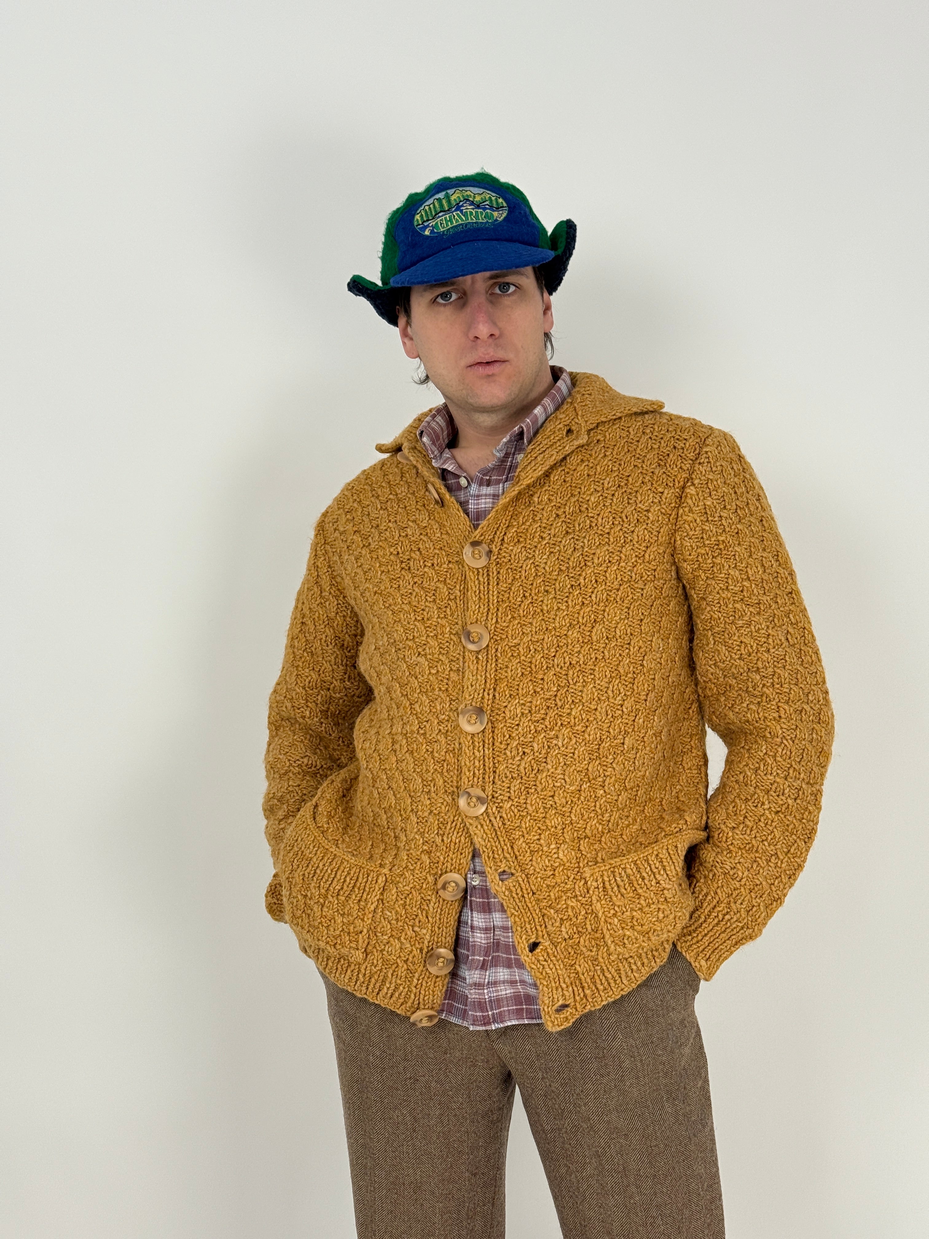 Cardigan chunky in anni '70 in lana