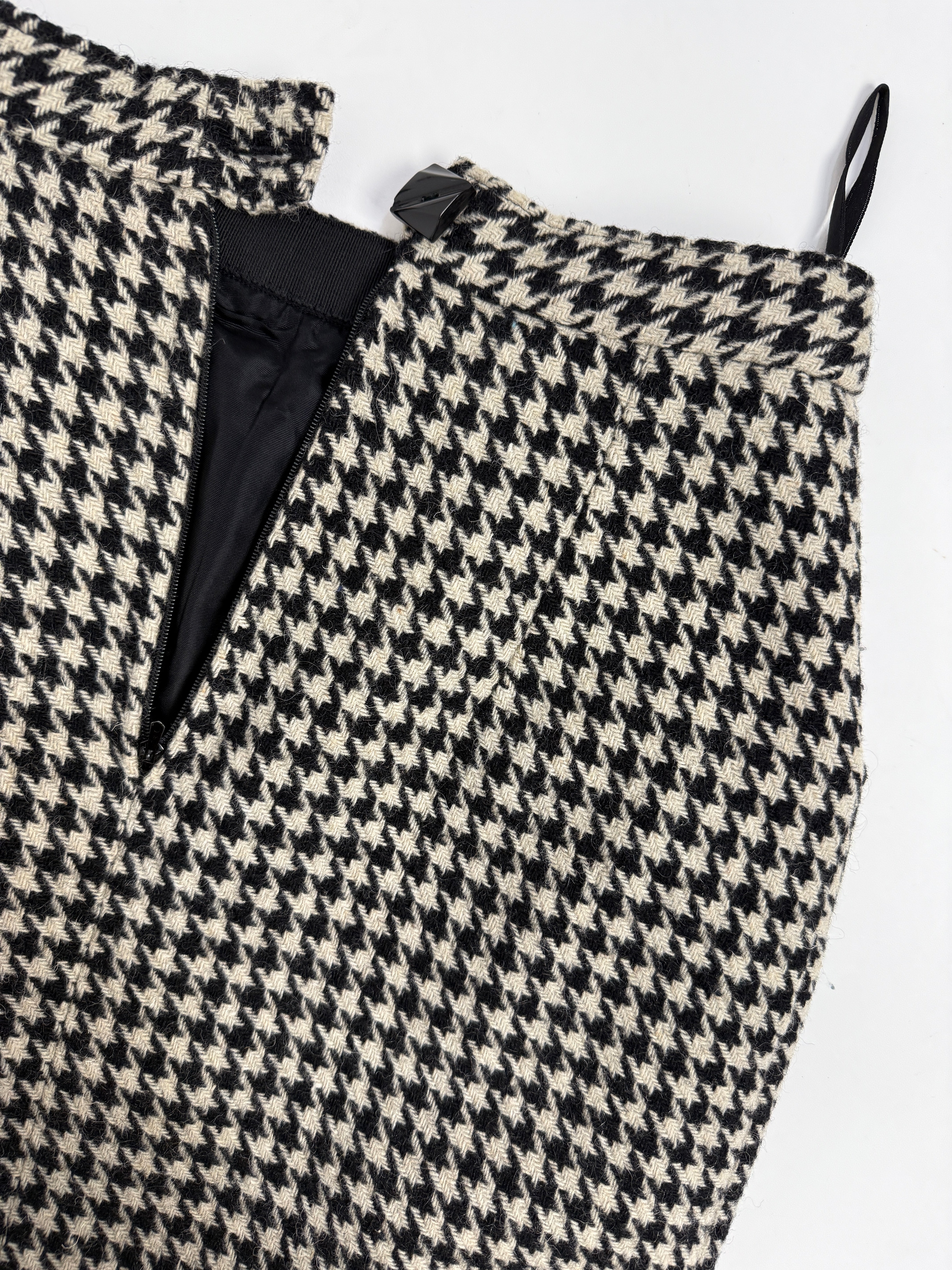 Gonna midi sartoriale in lana pied de poule