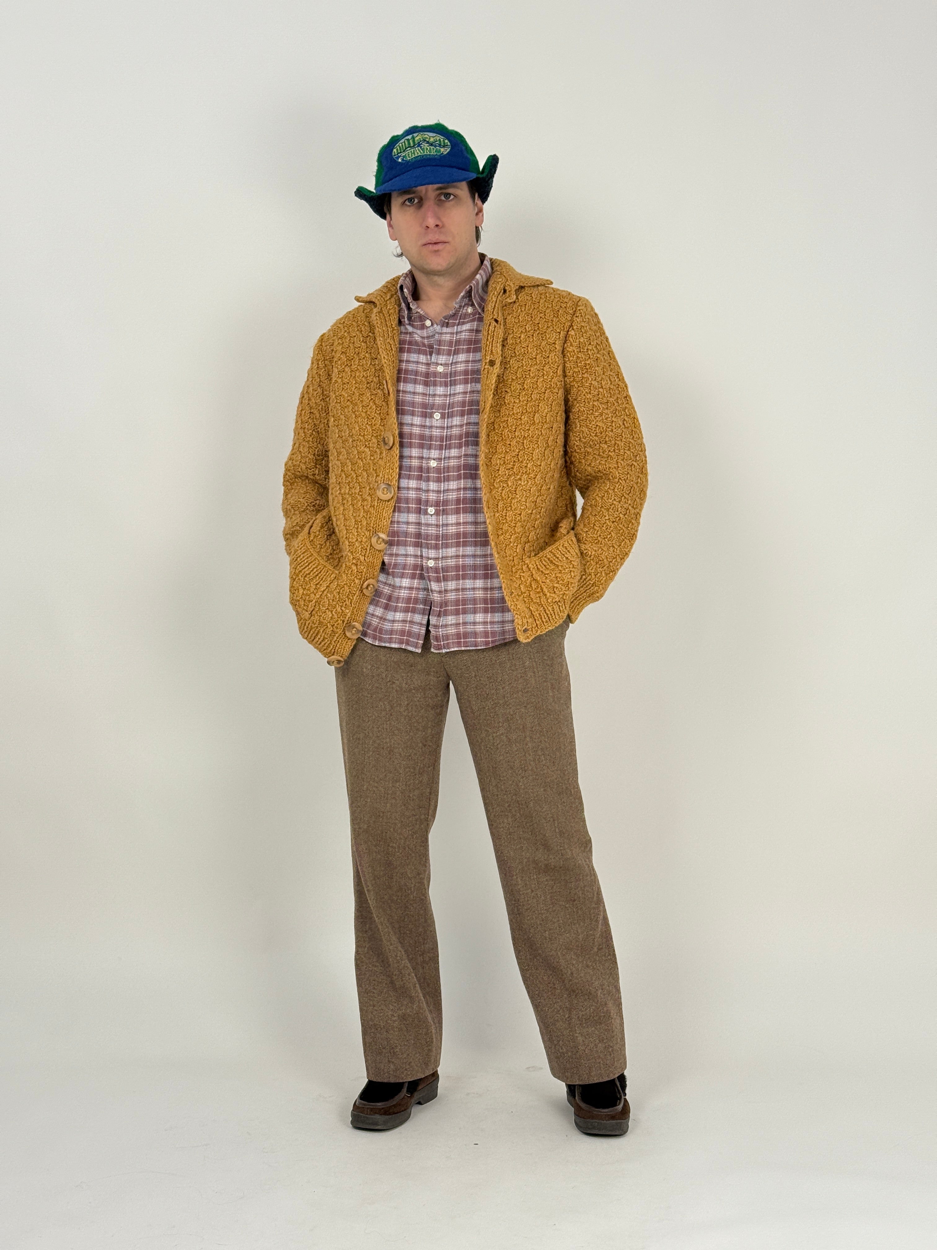 Cardigan chunky in anni '70 in lana