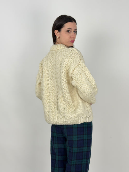 Cardigan vintage in lana intrecciata