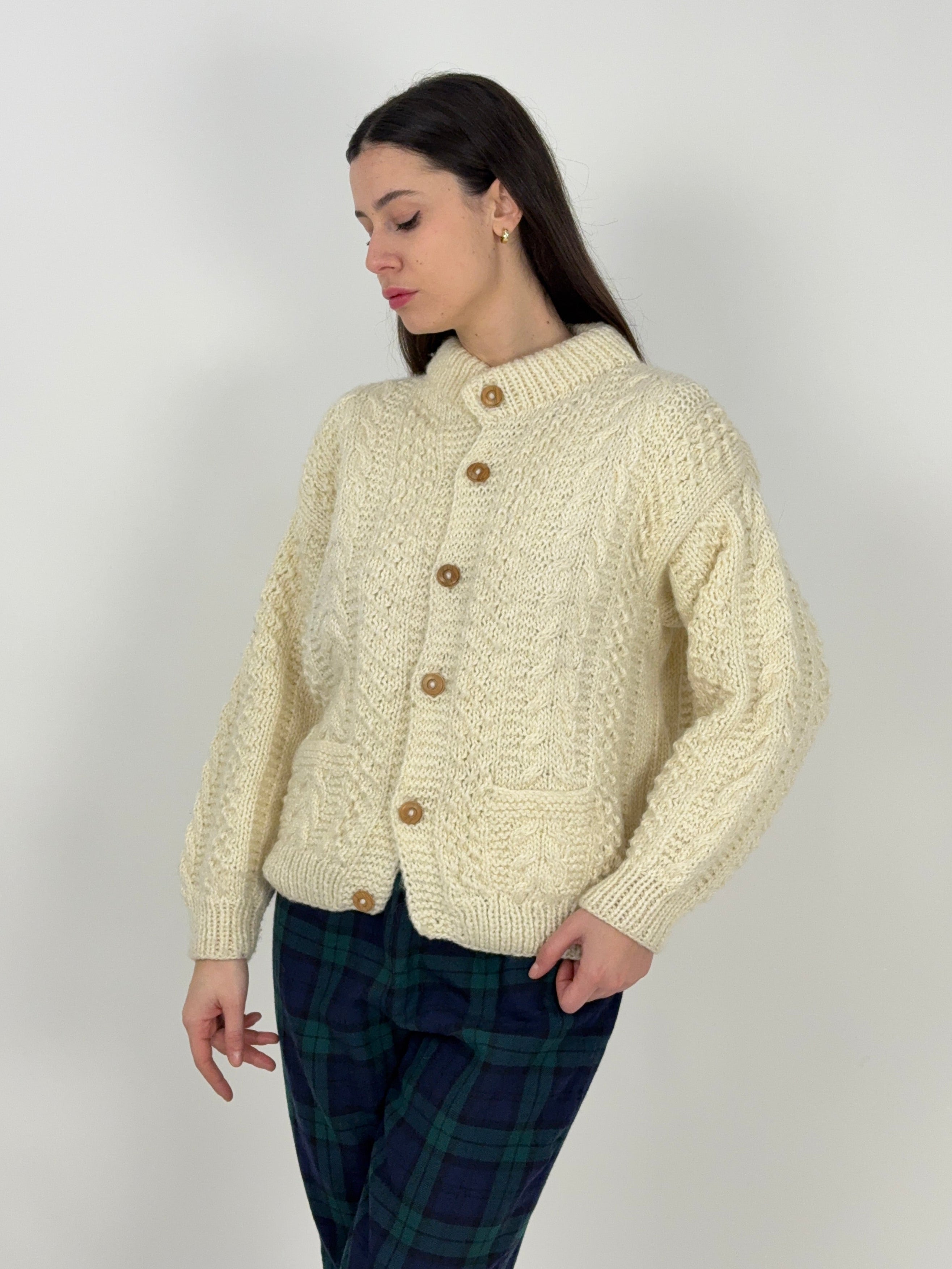 Cardigan vintage in lana intrecciata