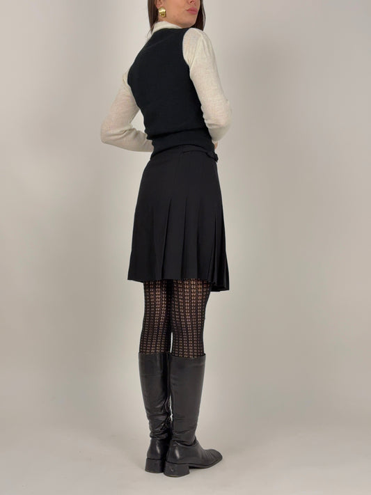 Gonna a pieghe in viscosa e lana