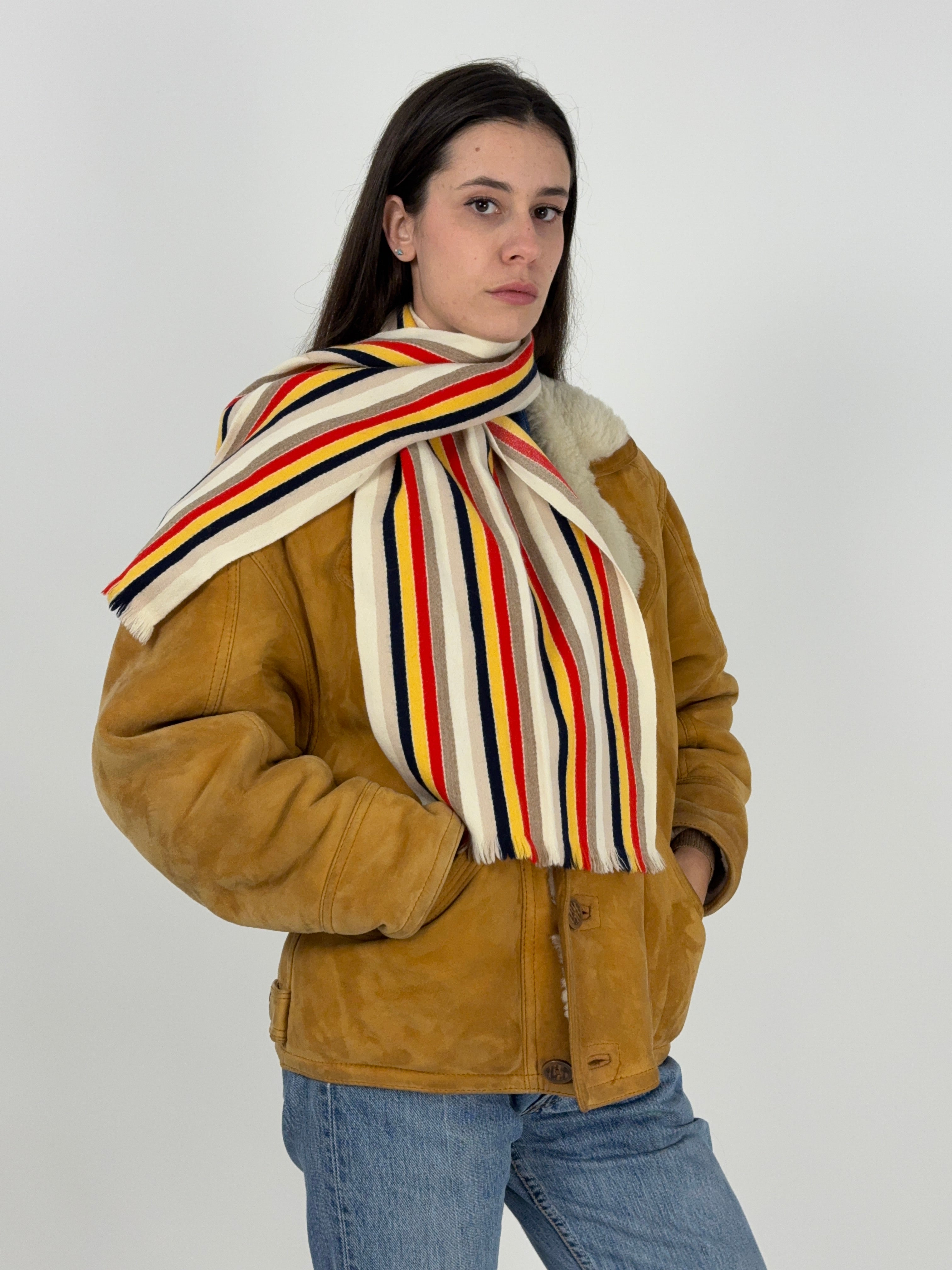 Sciarpa anni '70 in lana a righe