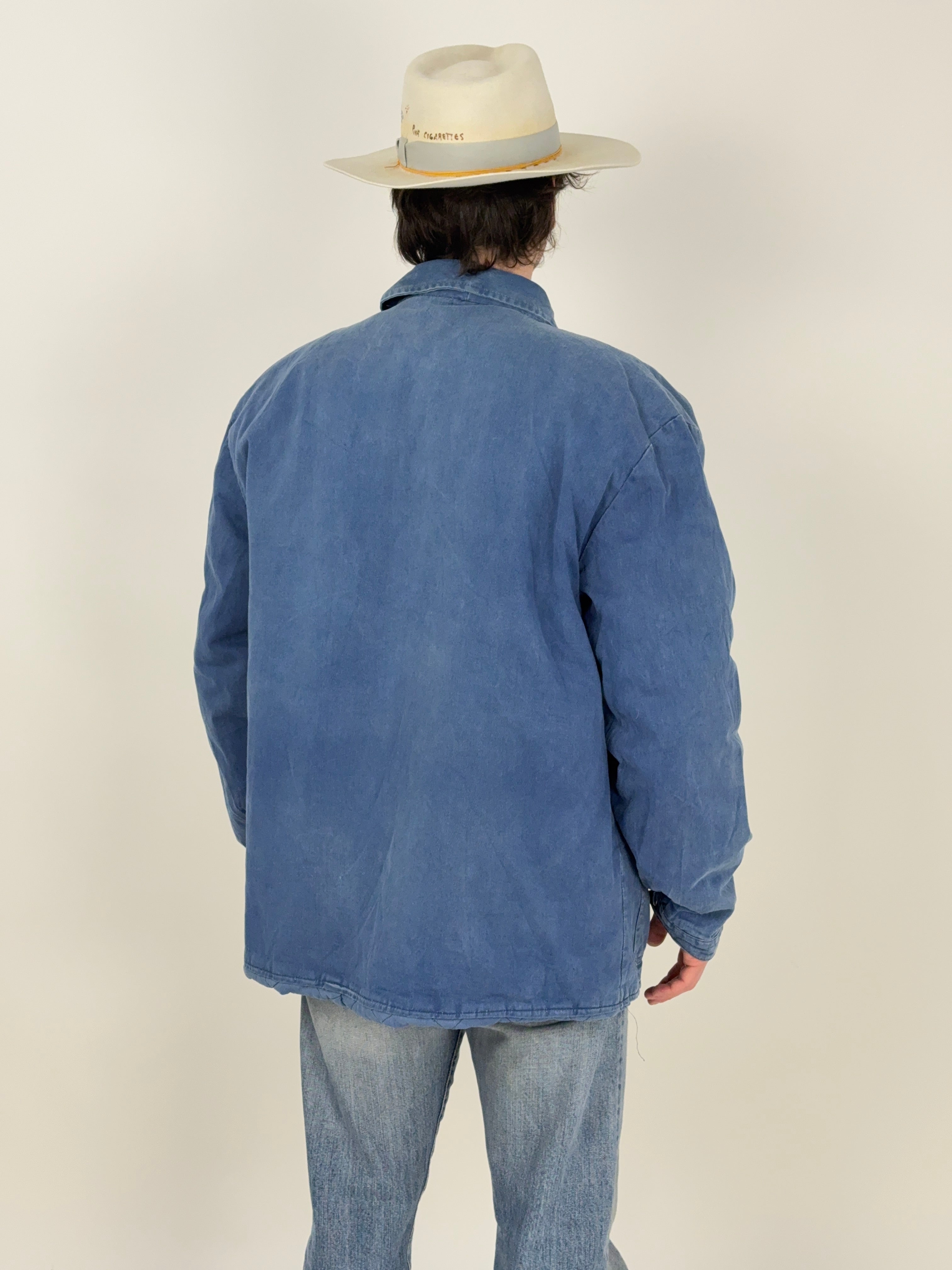 Giacca da lavoro trapuntata in cotone blu vintage