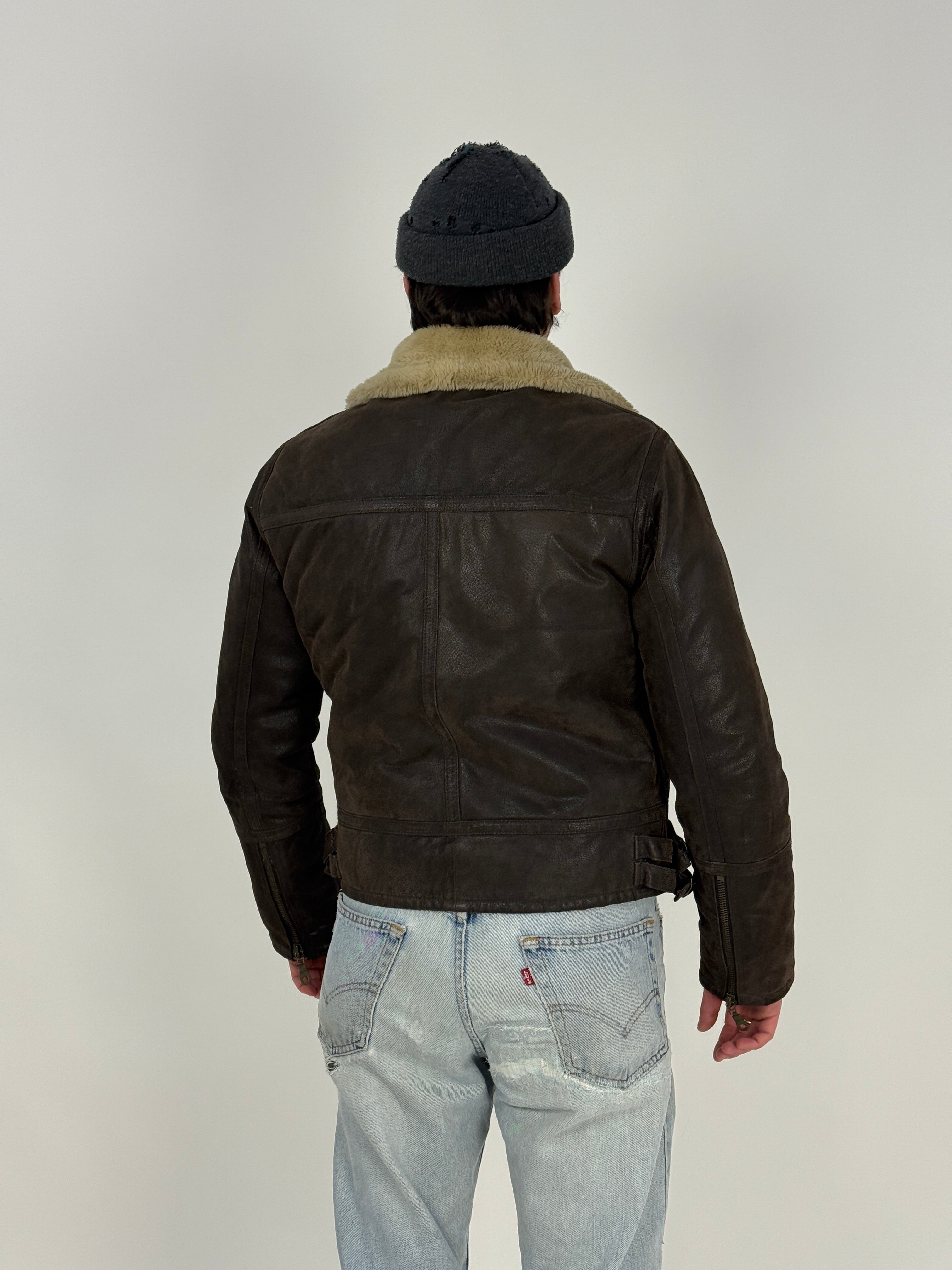 Giacca in Pelle anni ’80 con interno shearling