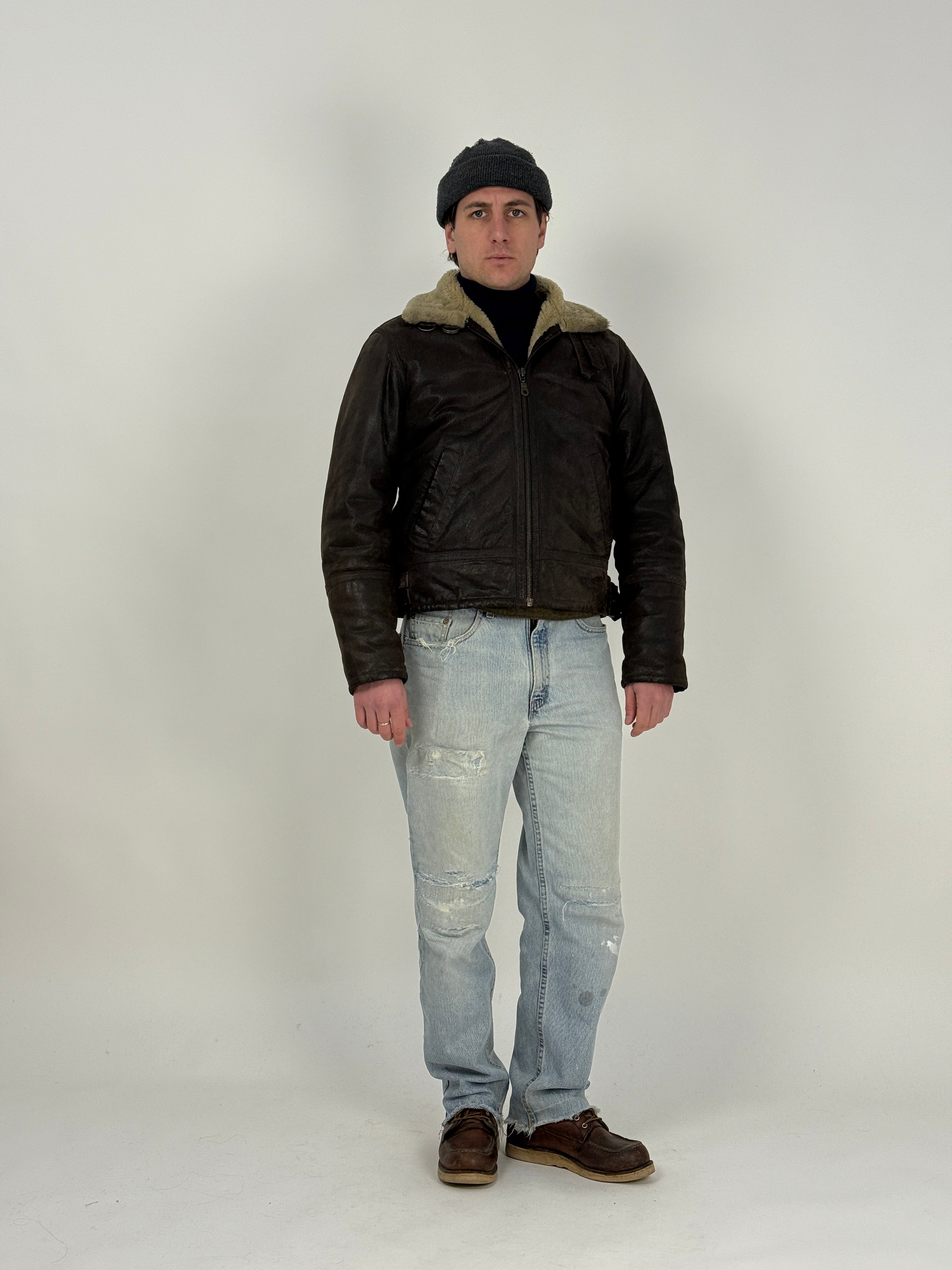 Giacca in Pelle anni ’80 con interno shearling