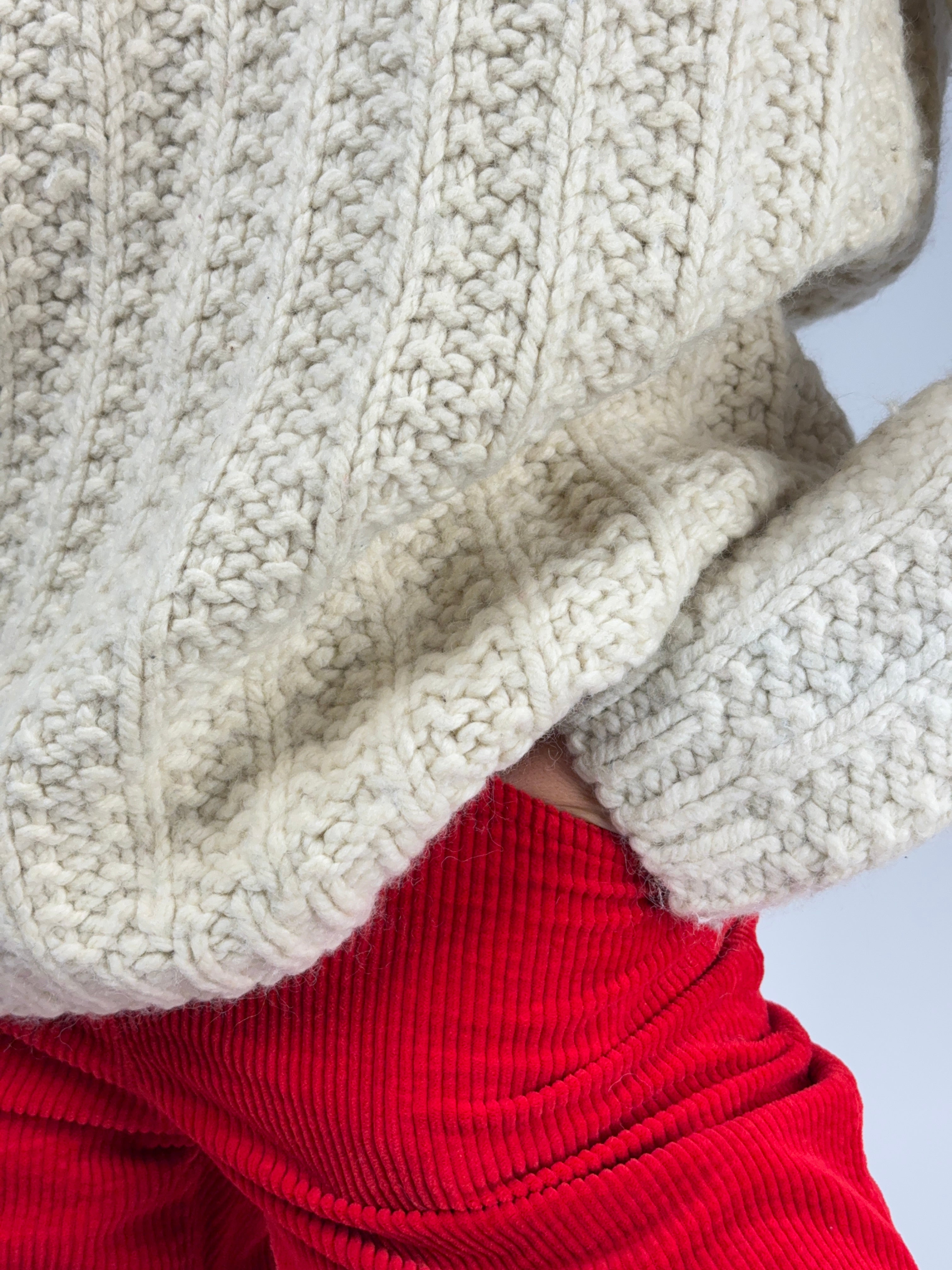 Maglione vintage in lana naturale lavorato a mano Fangovintage