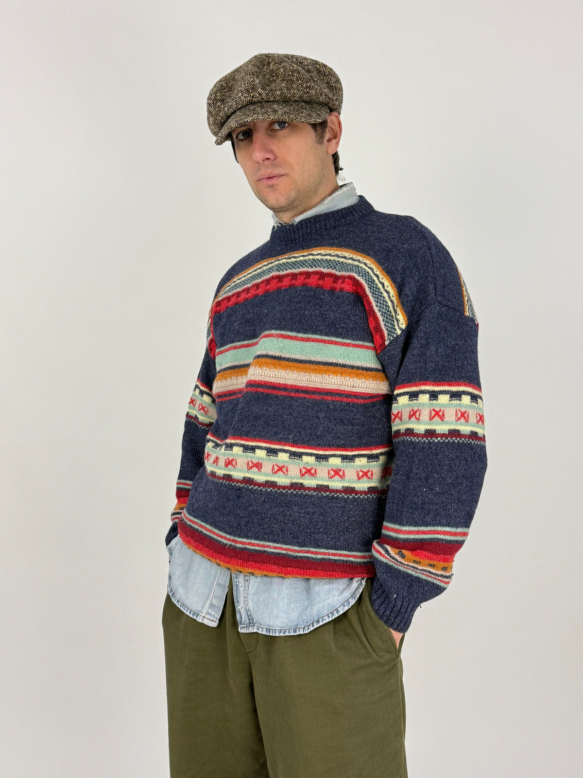 Maglione Vintage Multicolor in Misto Lana - Taglia M