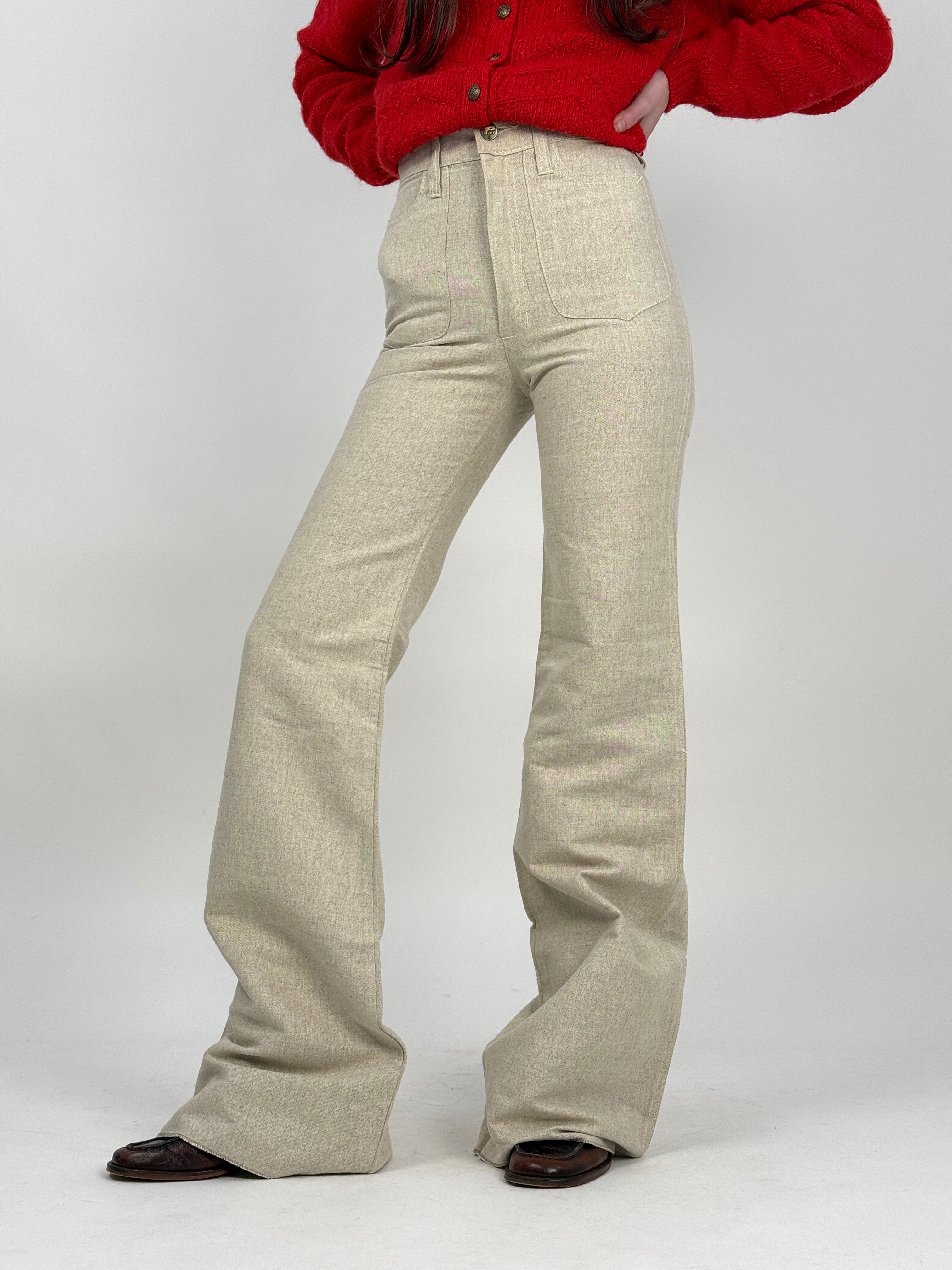 Pantaloni a zampa anni '70 Deadstock - Lino e Cotone
