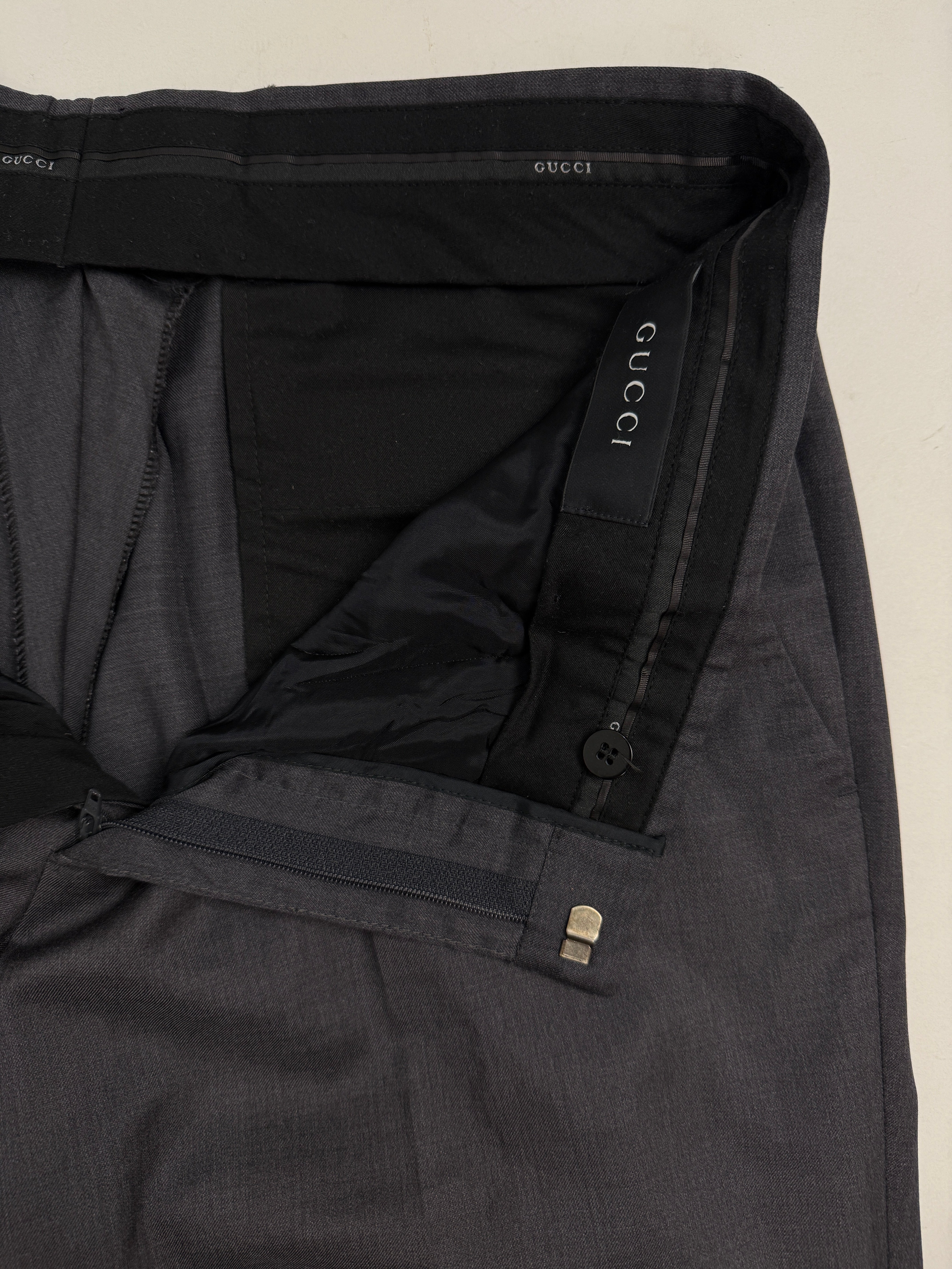 Gucci Pantaloni Fresco di Lana Grigio Antracite – Taglia 50/52