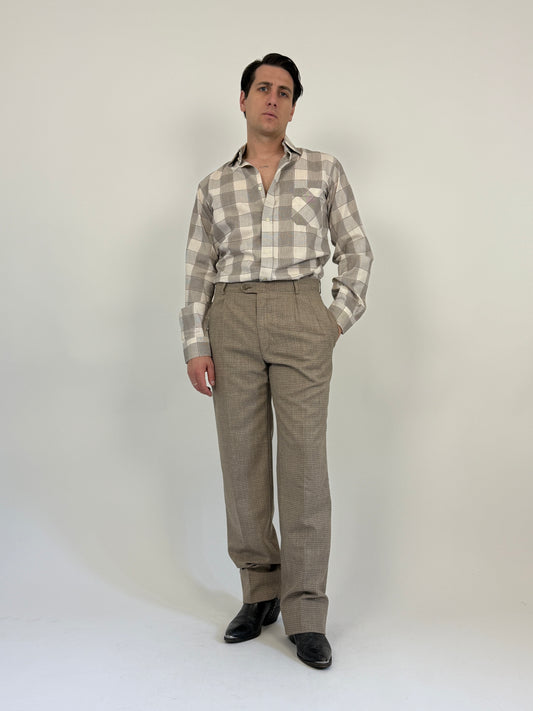 Pantaloni sartoriali anni ’80 in fresco lana a quadretti