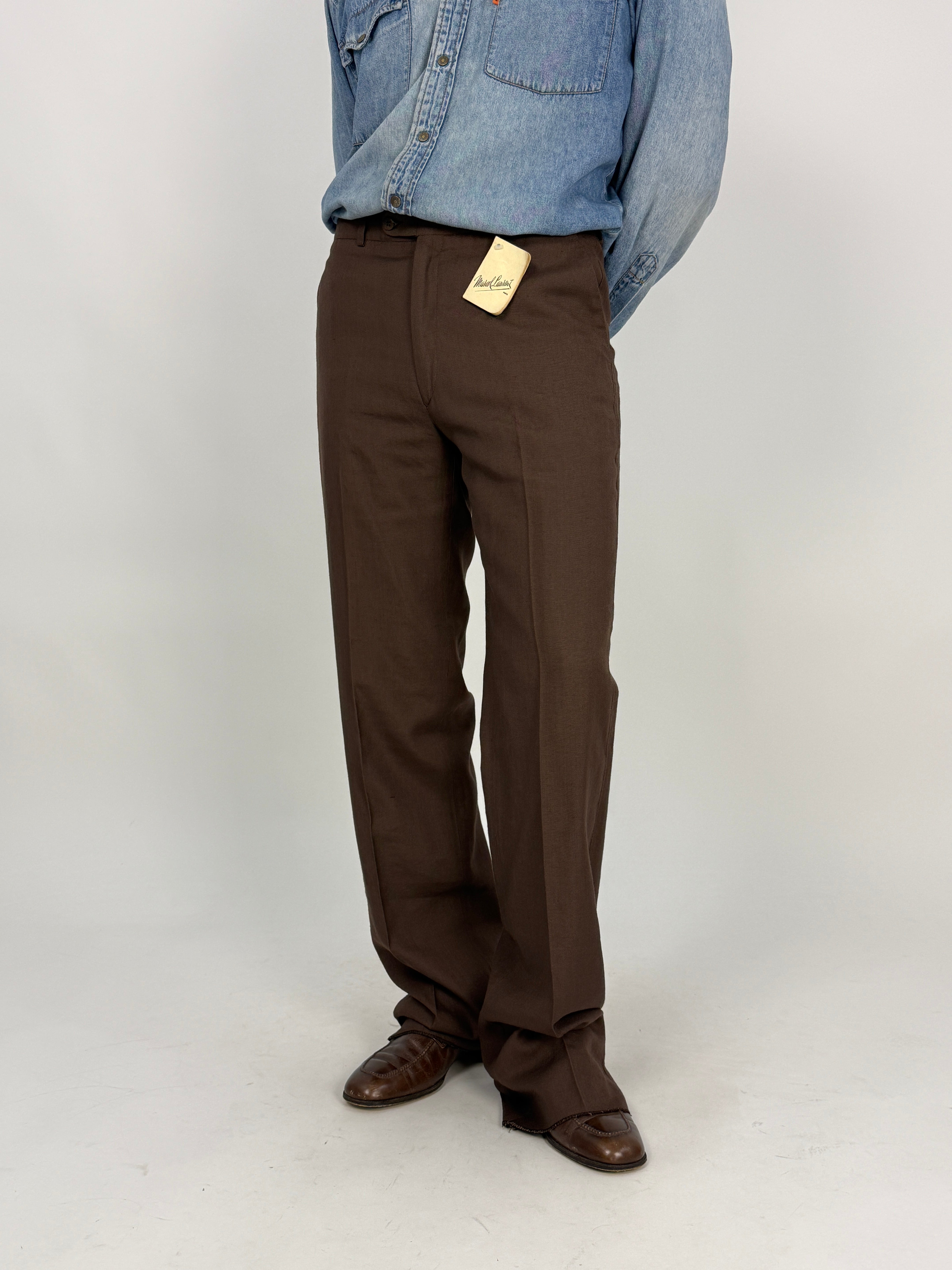 Pantalone anni '70 in misto lino