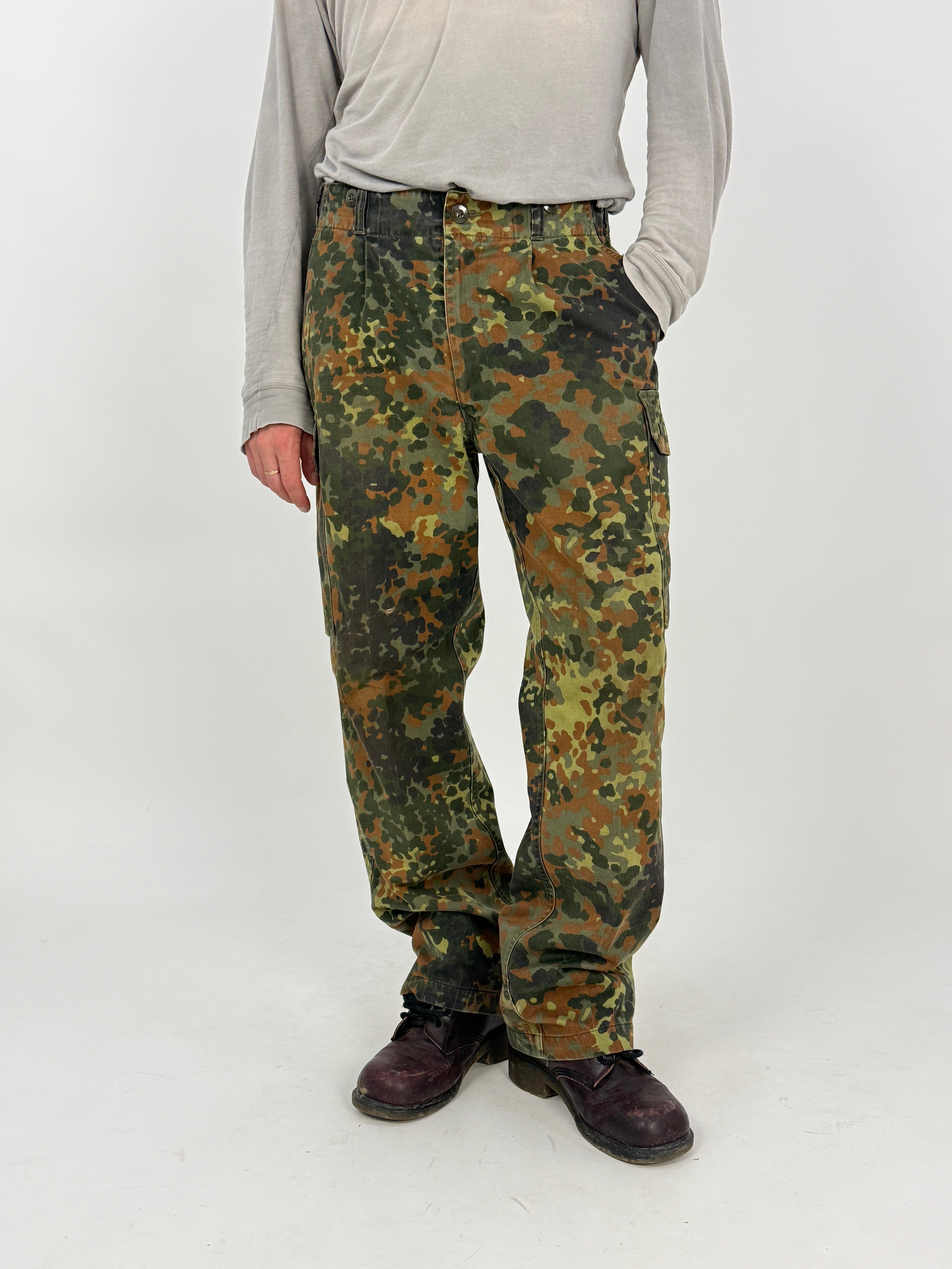 Pantaloni Cargo Militari Flecktarn Bundeswehr Vintage - Taglia 48