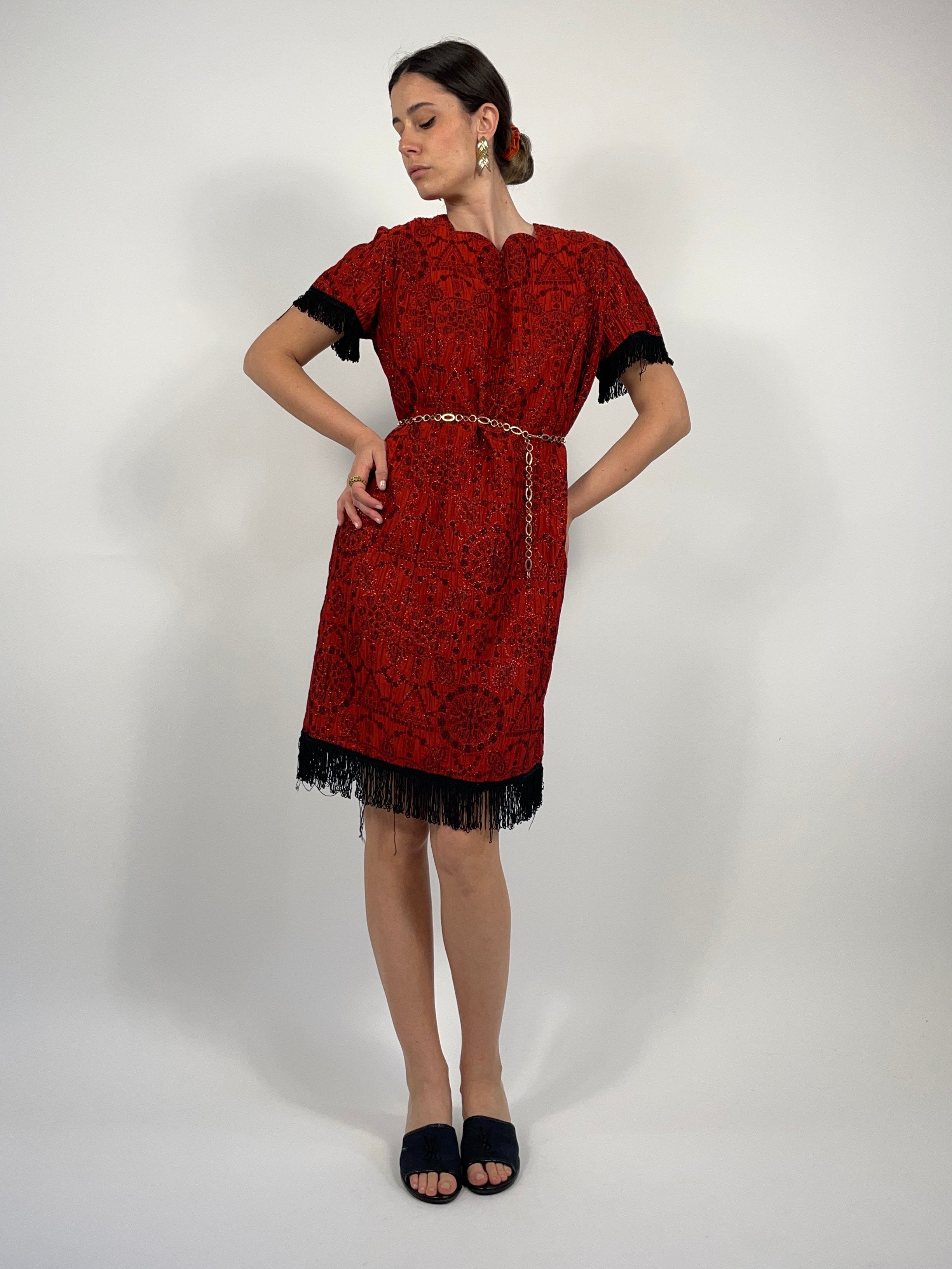 Abito corto anni '70 con frange