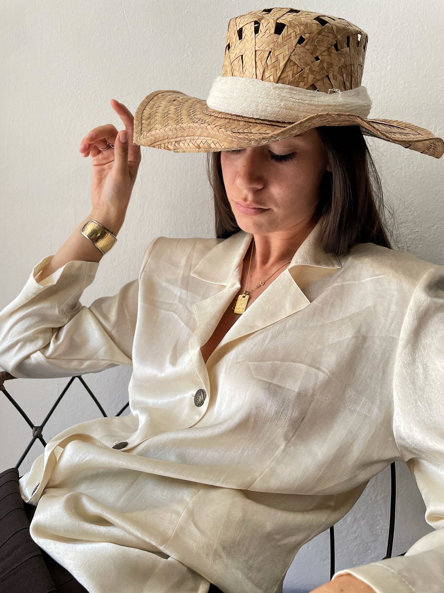 Cappello Pamela in paglia intrecciata - Fangovintage