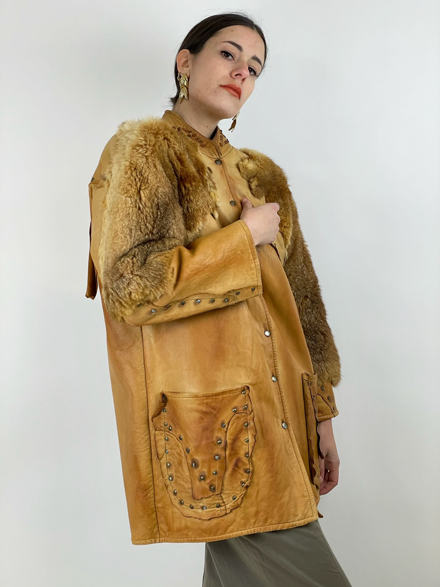 Jacket Vintage Spirit 1970s genuine leather and fox Mudvintage