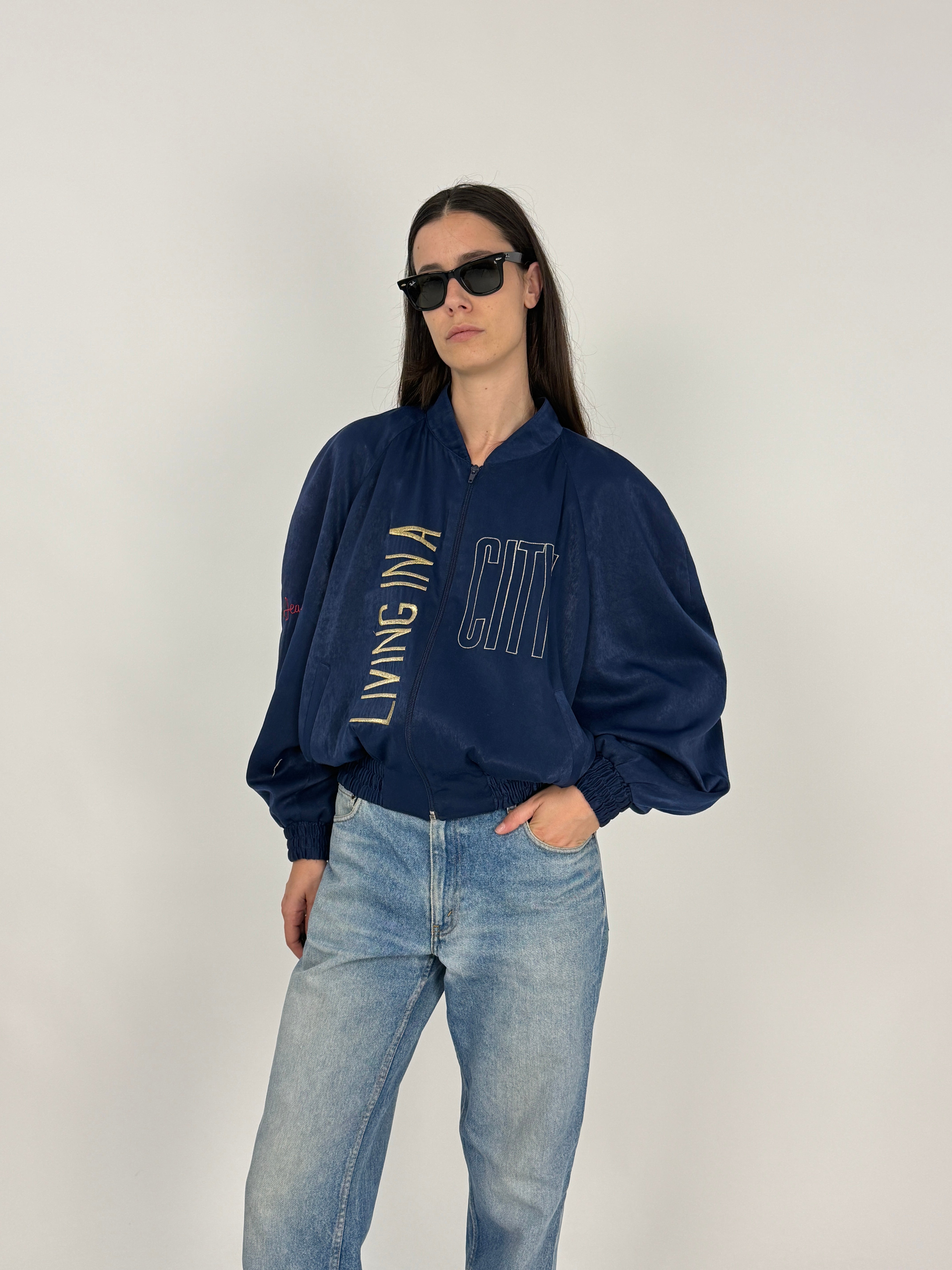 Bomber Vintage Jaguar x Jean Paul “Living in a City” Anni '80/'90 - Taglia L