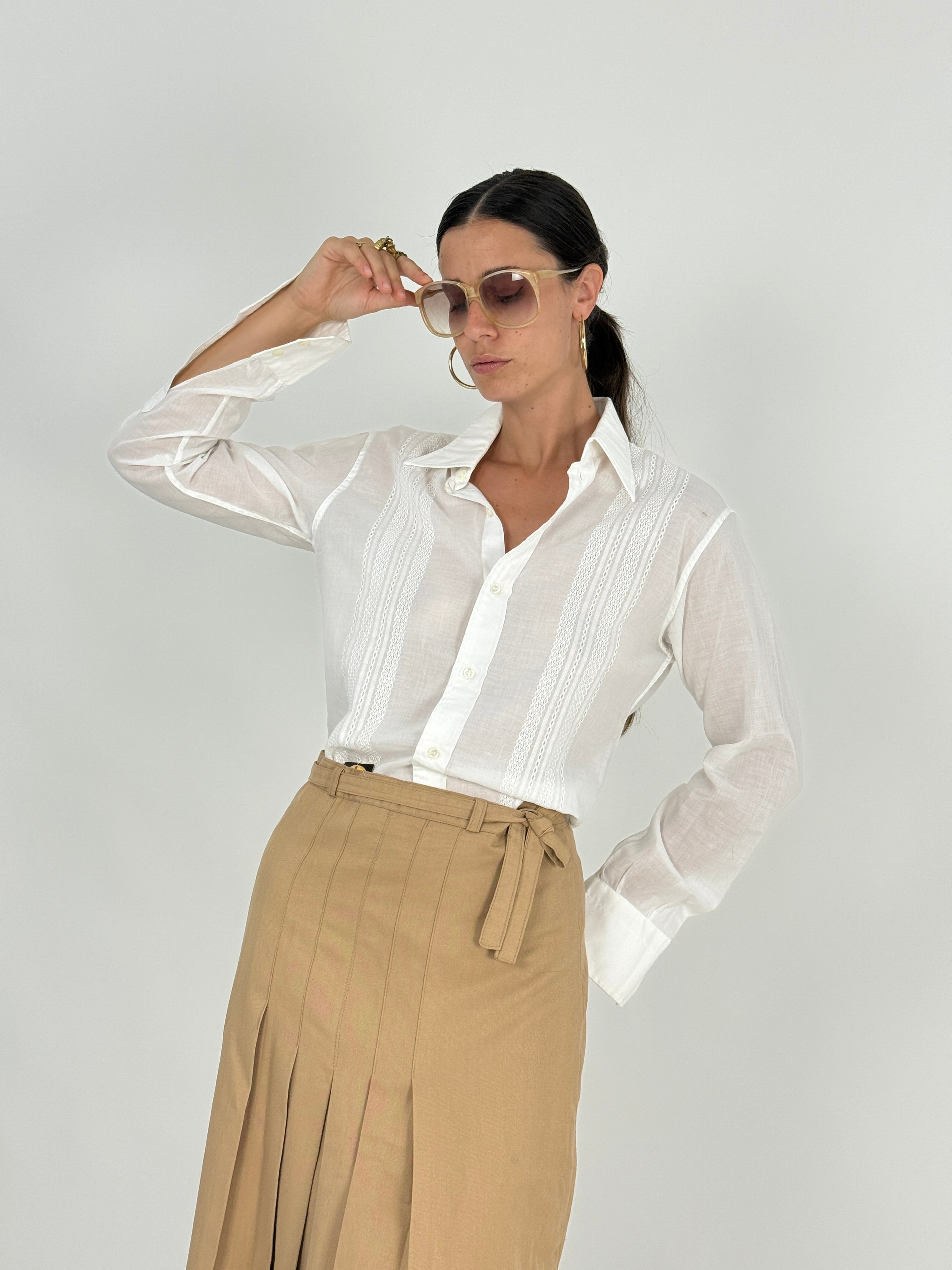 Camicia Vintage con Pizzo Traforato - Taglia L