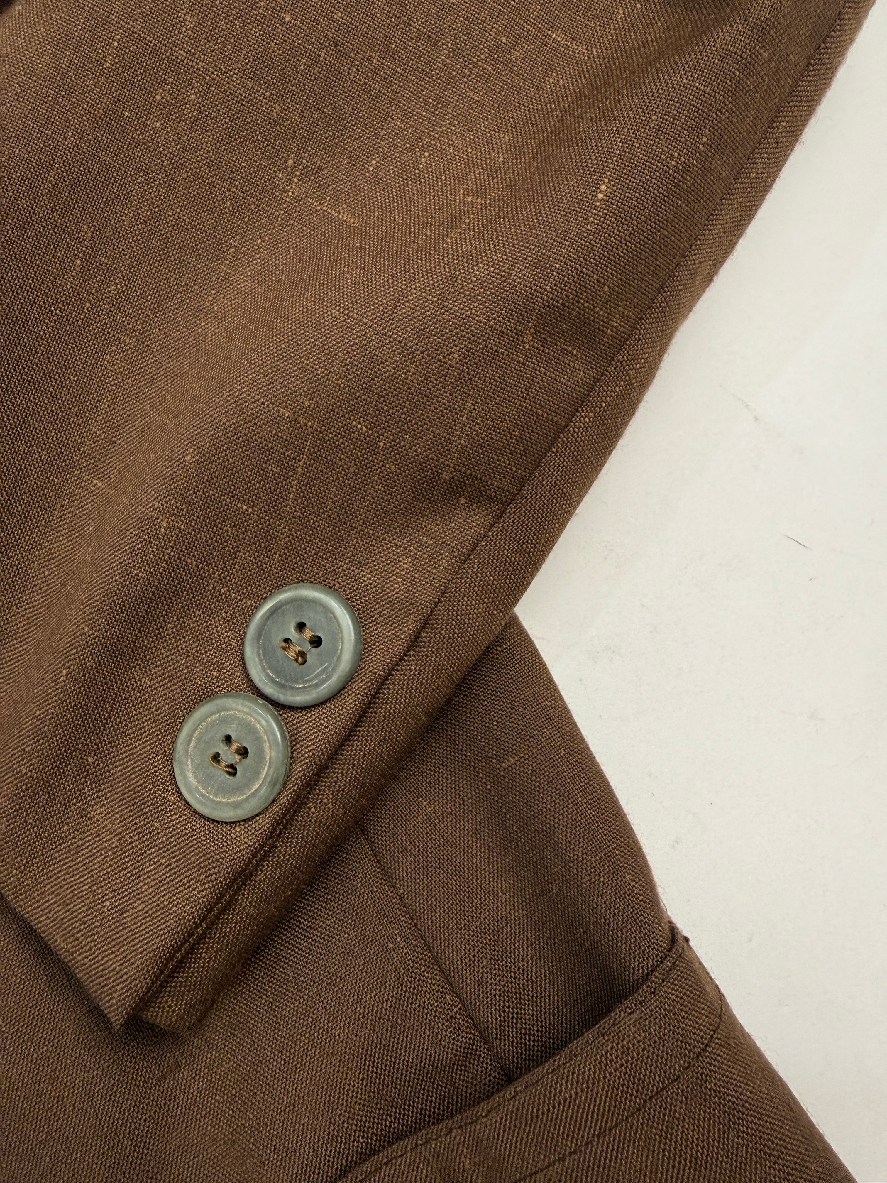 Blazer Vintage Lino/Cotone Marrone Tabacco - Taglia 48