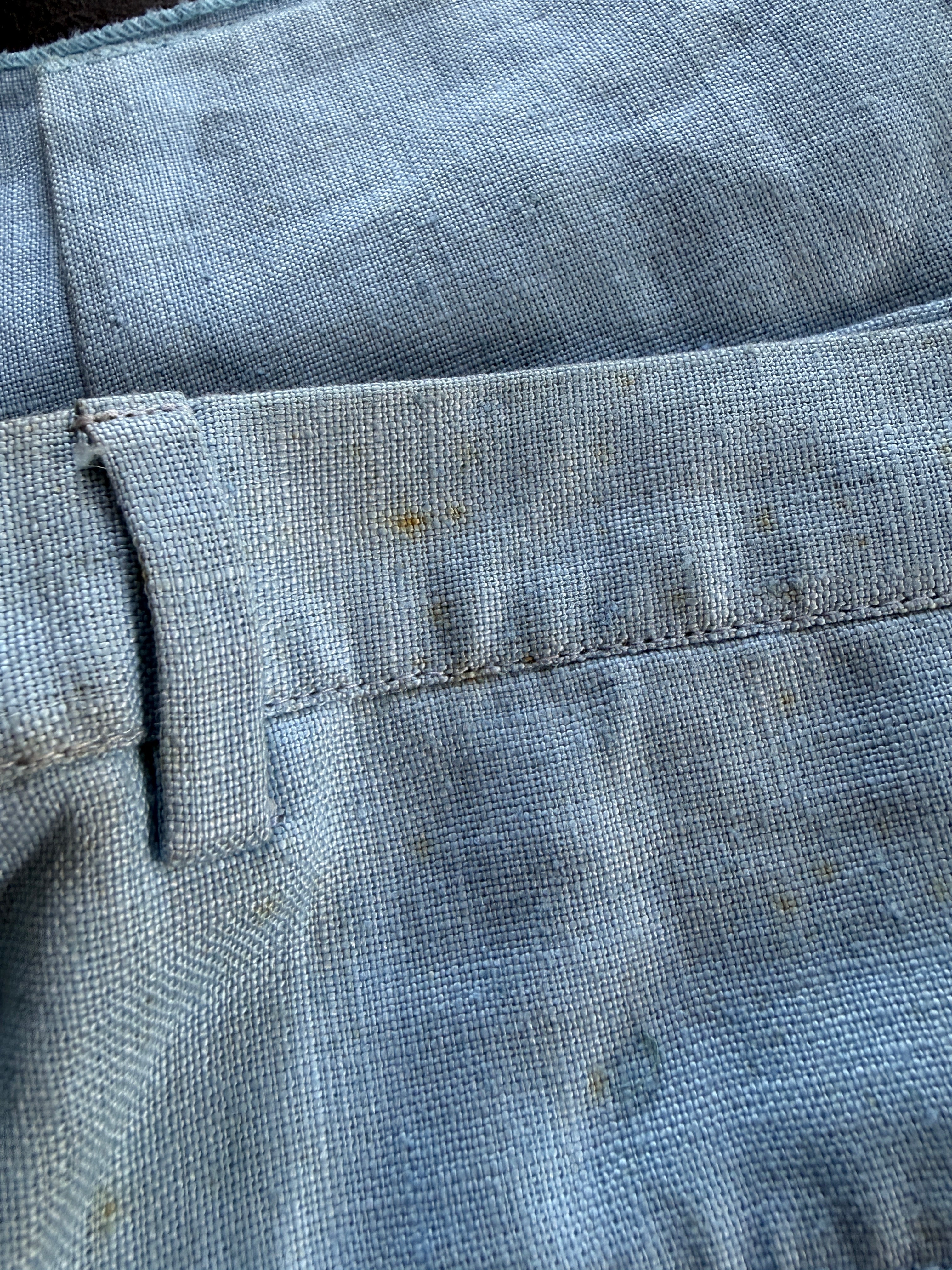 Pantaloni Vintage Gulp Deadstock Puro Lino Celeste Anni '70 - Taglia 48