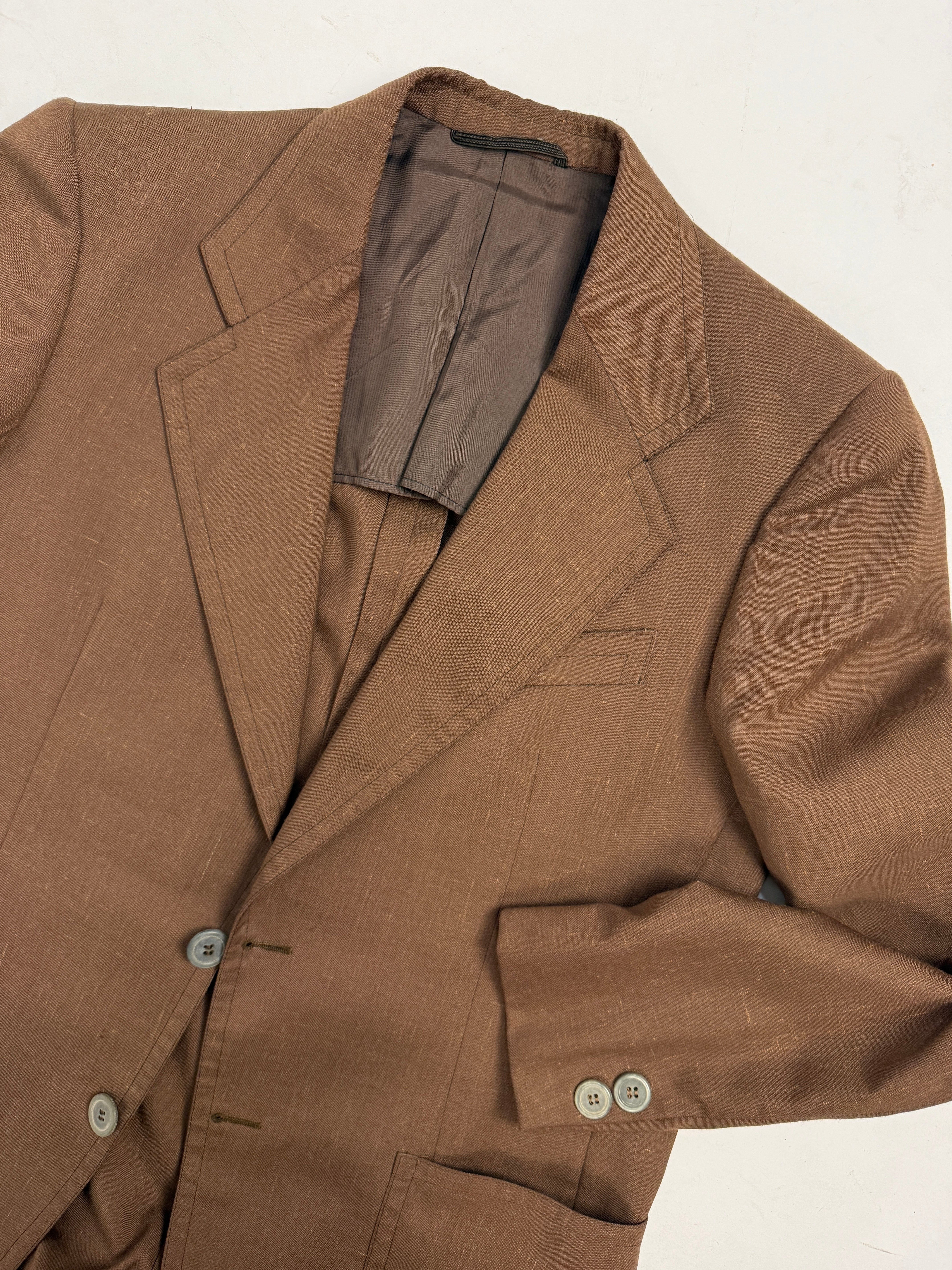 Blazer Vintage Lino/Cotone Marrone Tabacco - Taglia 48