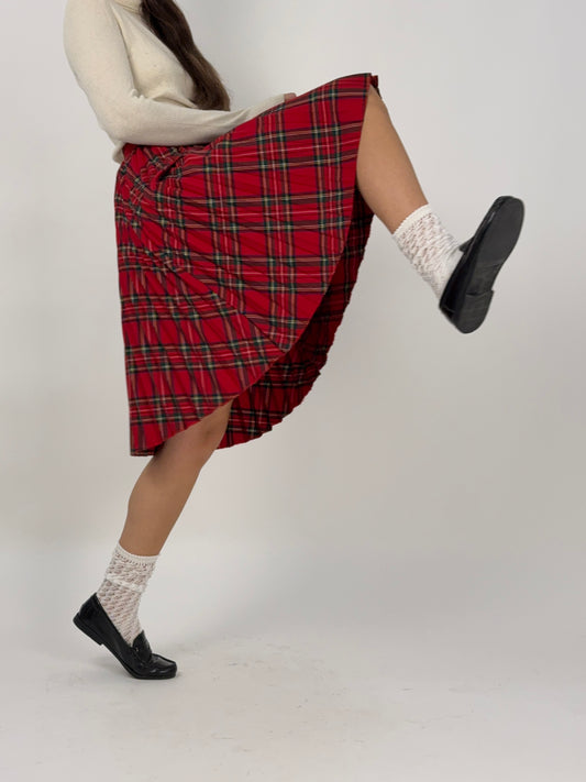 Gonna plissettata in lana tartan