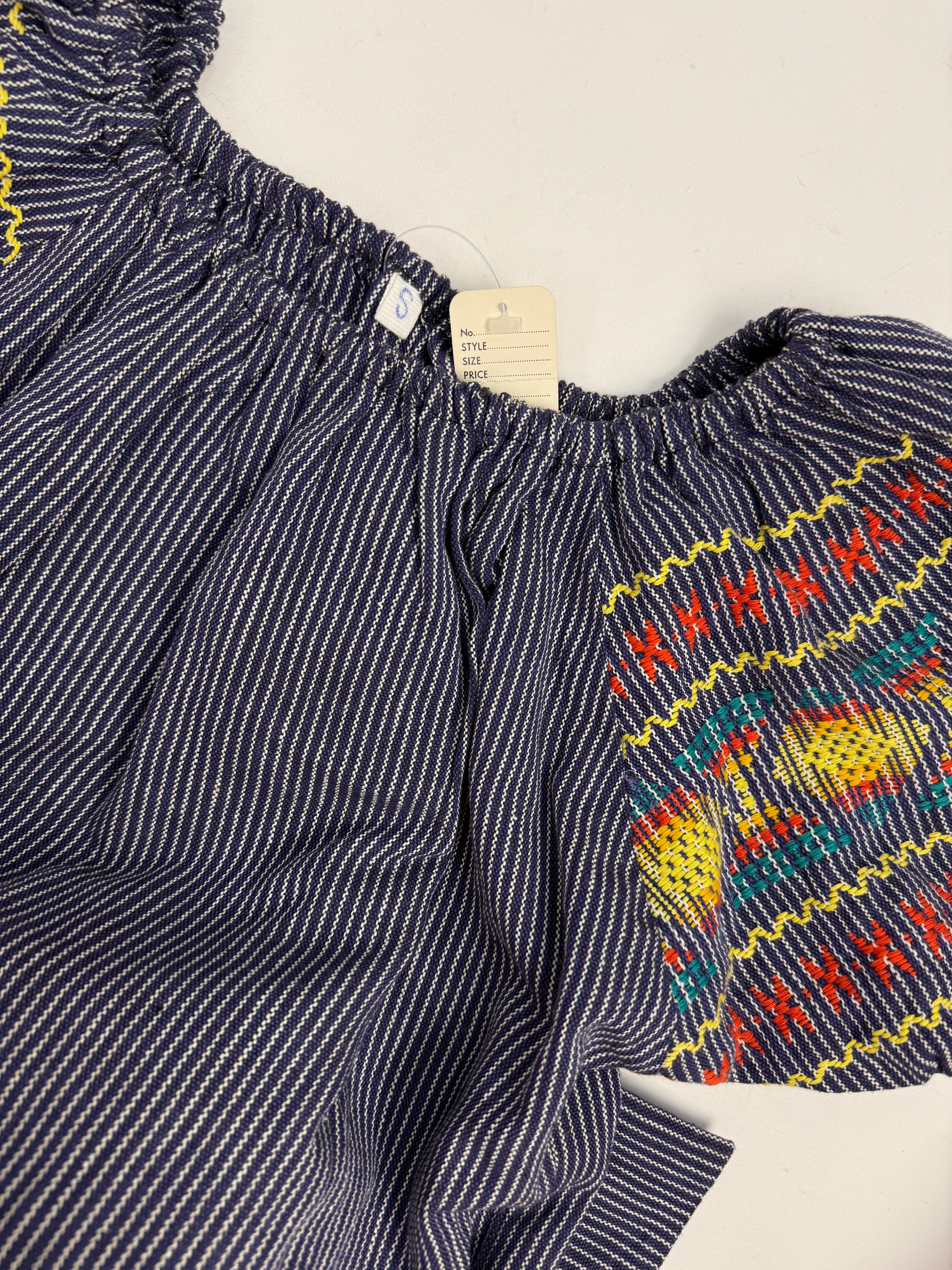Abito Lungo Vintage Deadstock Cotone con Ricamo - Taglia S/M
