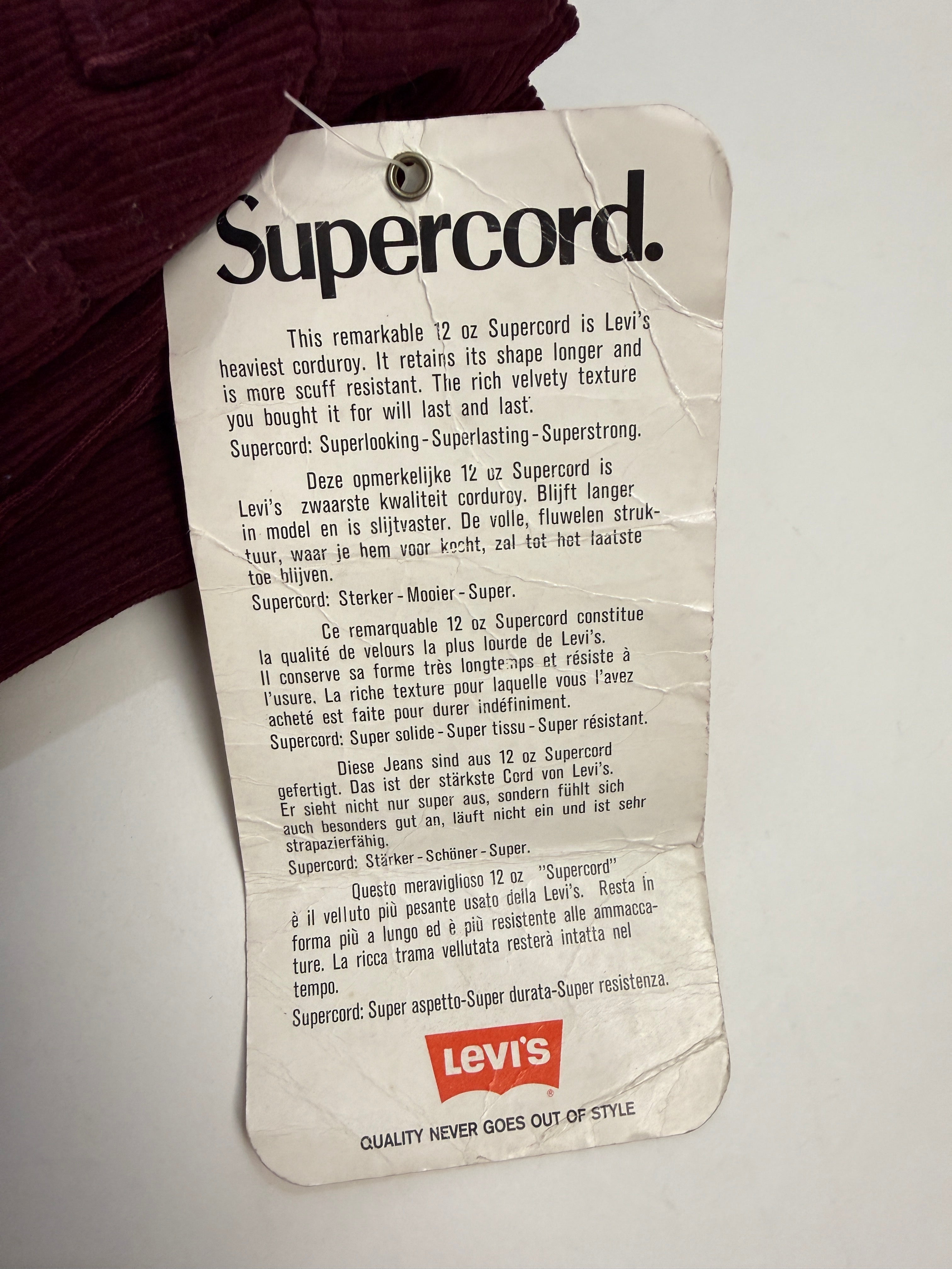 Pantaloni Levi’s Supercord anni ’70 Deadstock - velluto a coste