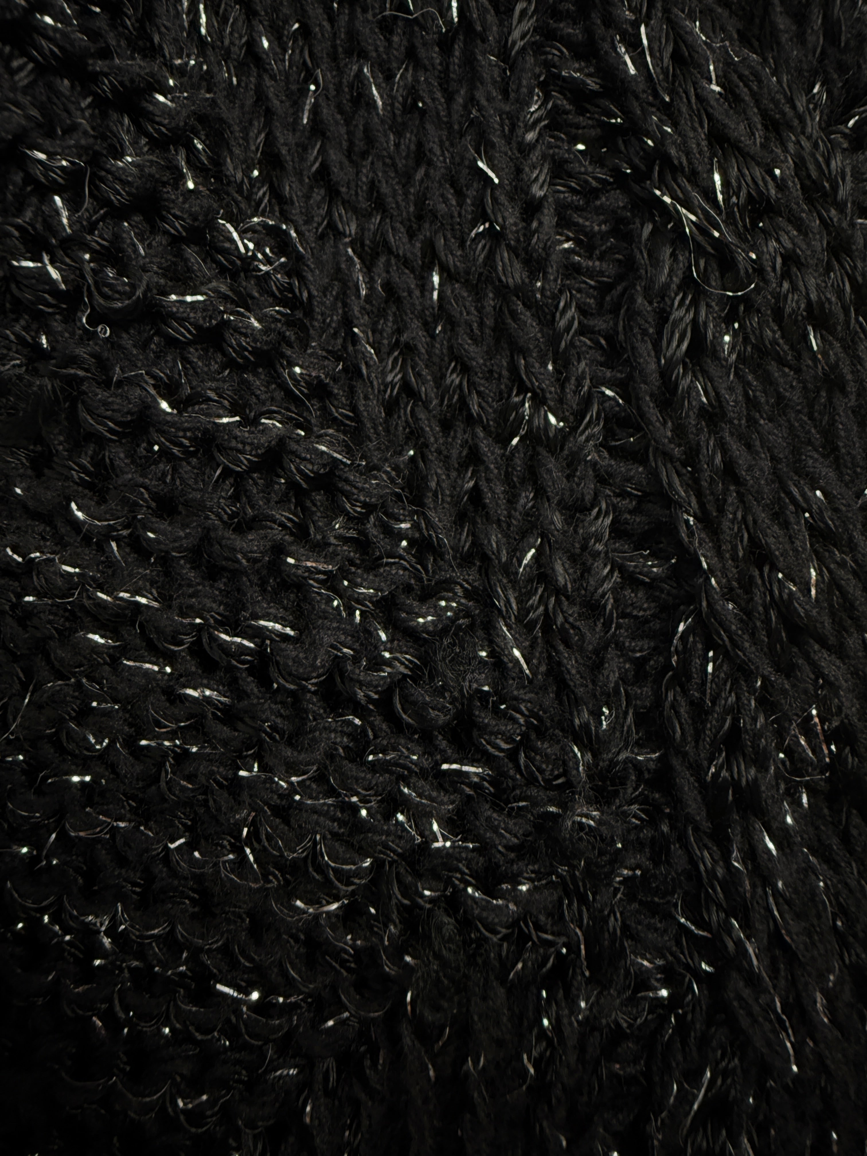 Polo Vintage POM Bouclé Nero Lurex Anni '70/'80 - Taglia M